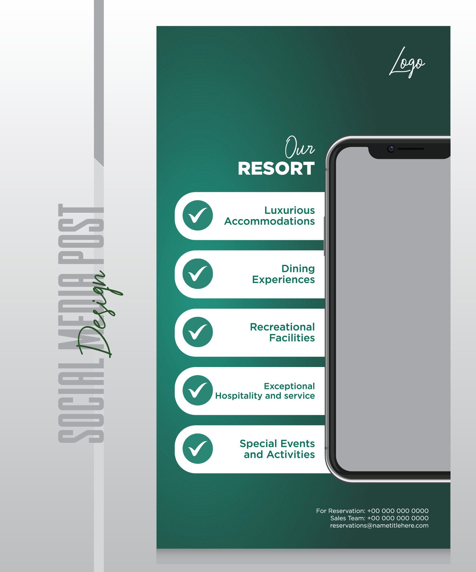 Eid festive hotel and resort social media post or web banner promo template Free Vector