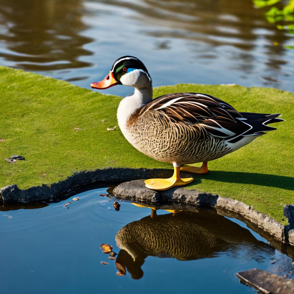 A duck drinking from by @ai_generated