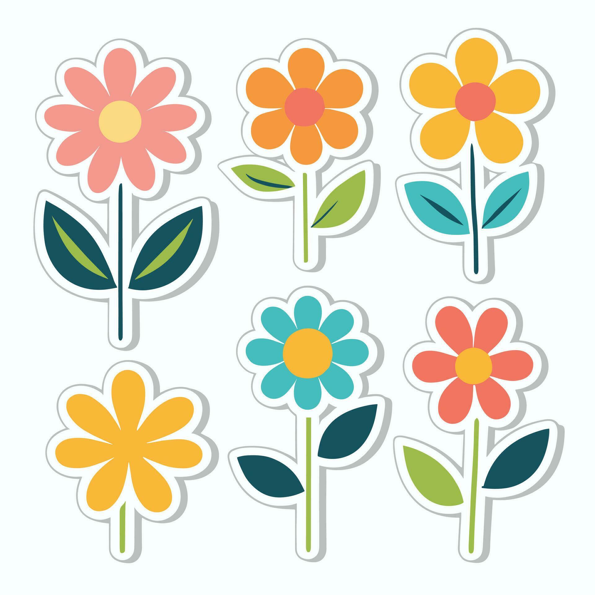 Flower sticker collection Stock Free