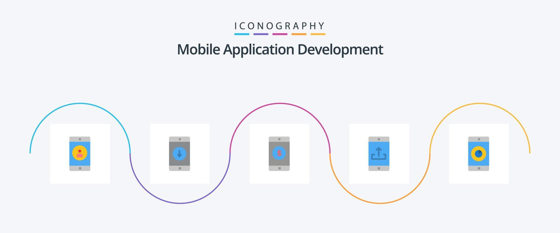 Mobile Application Development Flat 5 Icon Pack Including upload. mobile application. arrow. mobile. dollar Stock Free