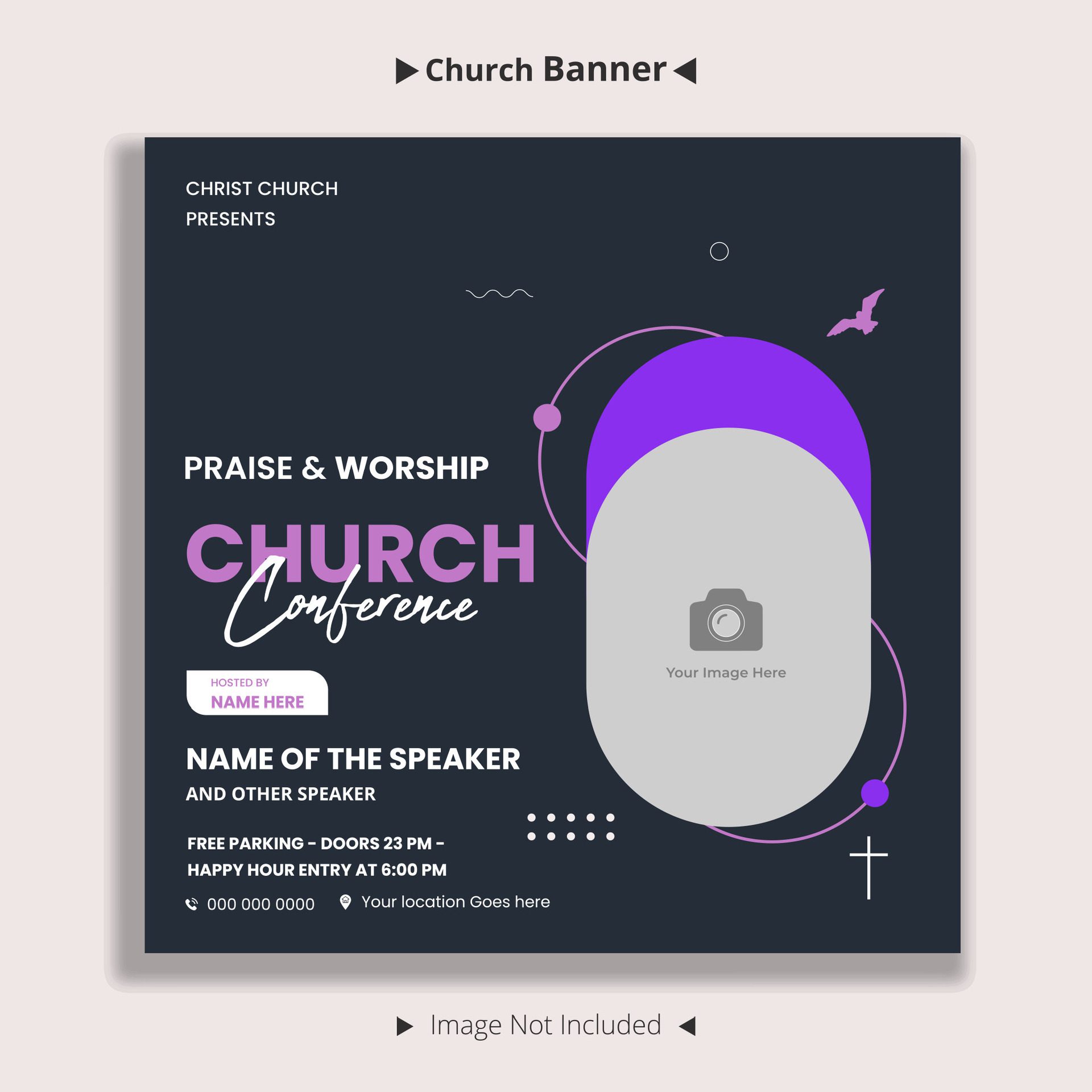 Church and worship conference flyer social media and web banner Free Vector