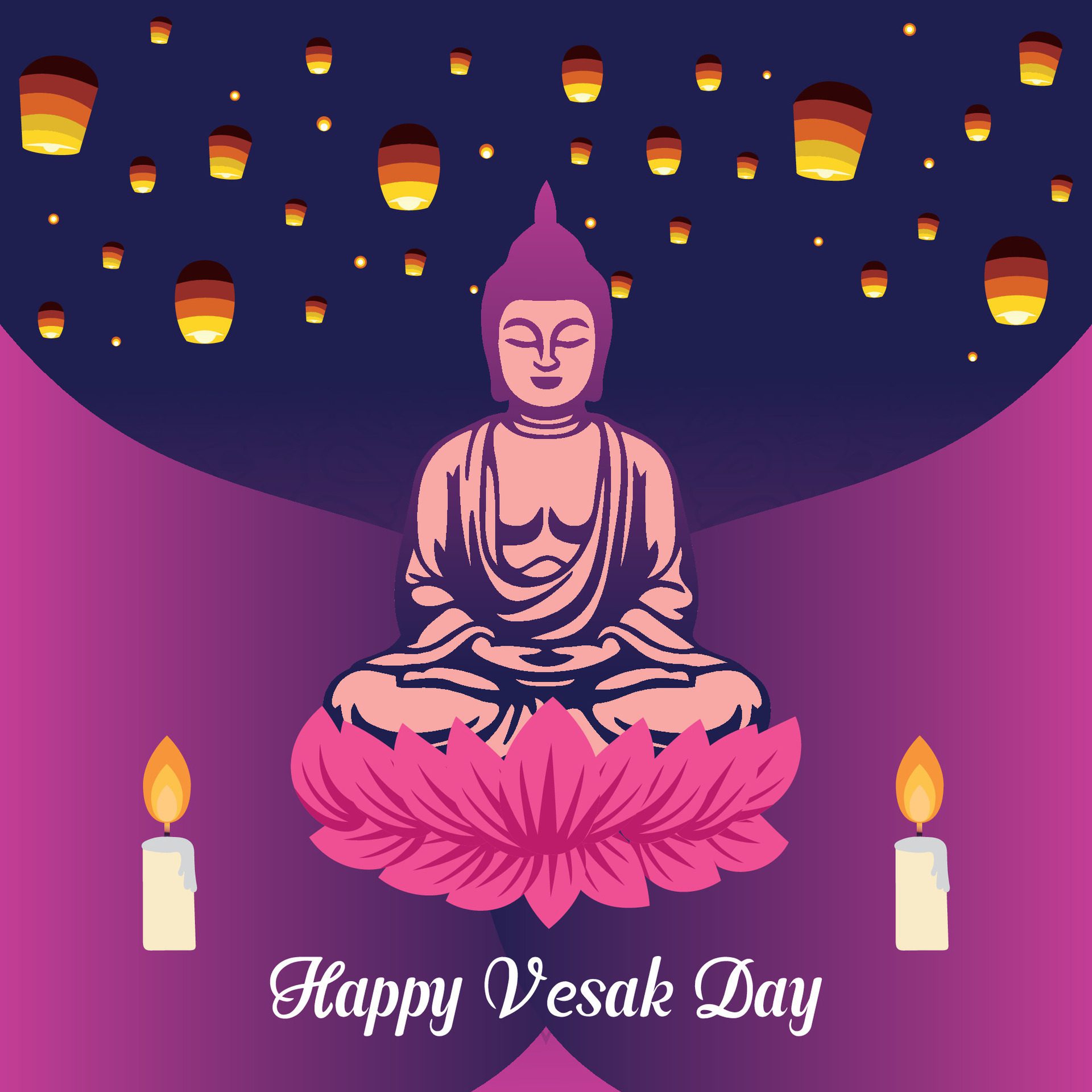 Flat vertical poster template for vesak day illustration festival celebration social media post and vesak day Banner Free Vector