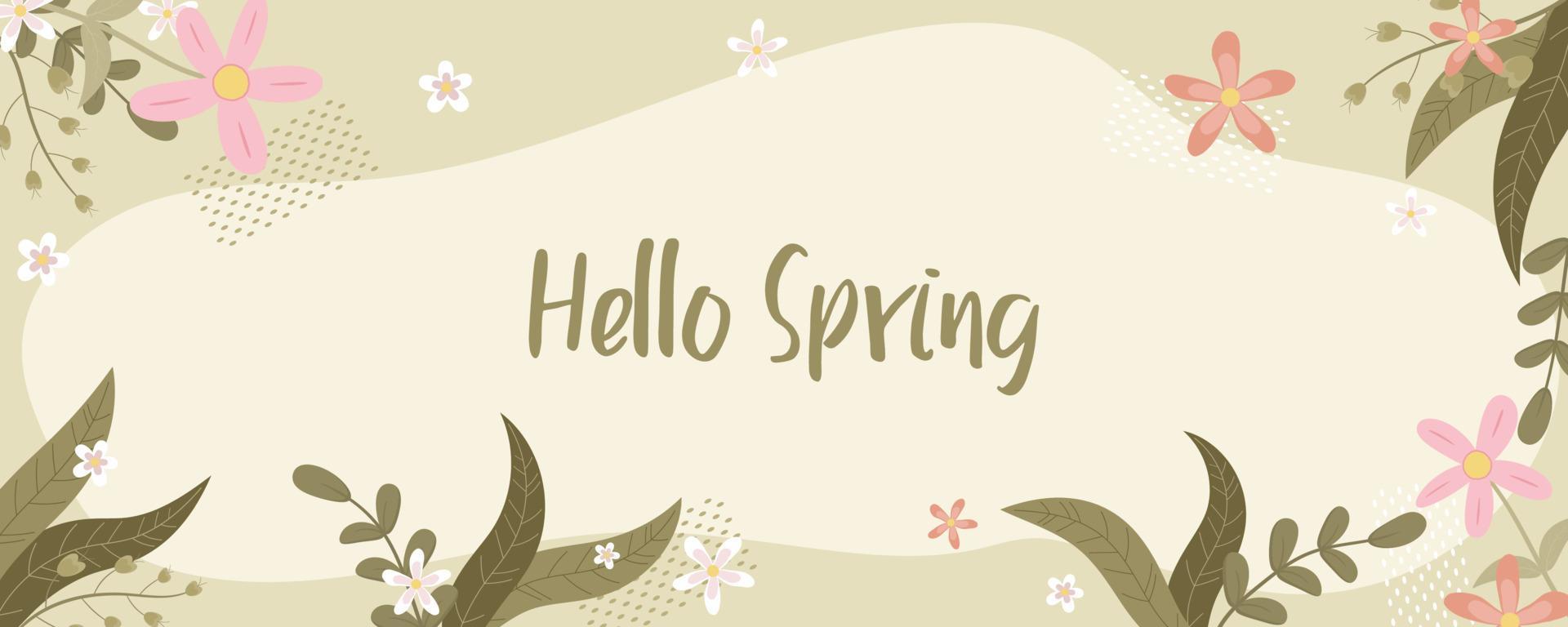 Hand drawn spring flower banner Stock Free