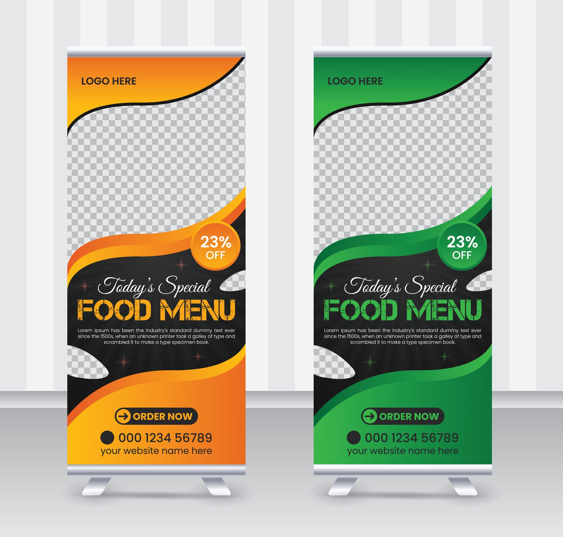 Today’s special food menu and restaurant roll up banner x or roll up banner design template Free Vector