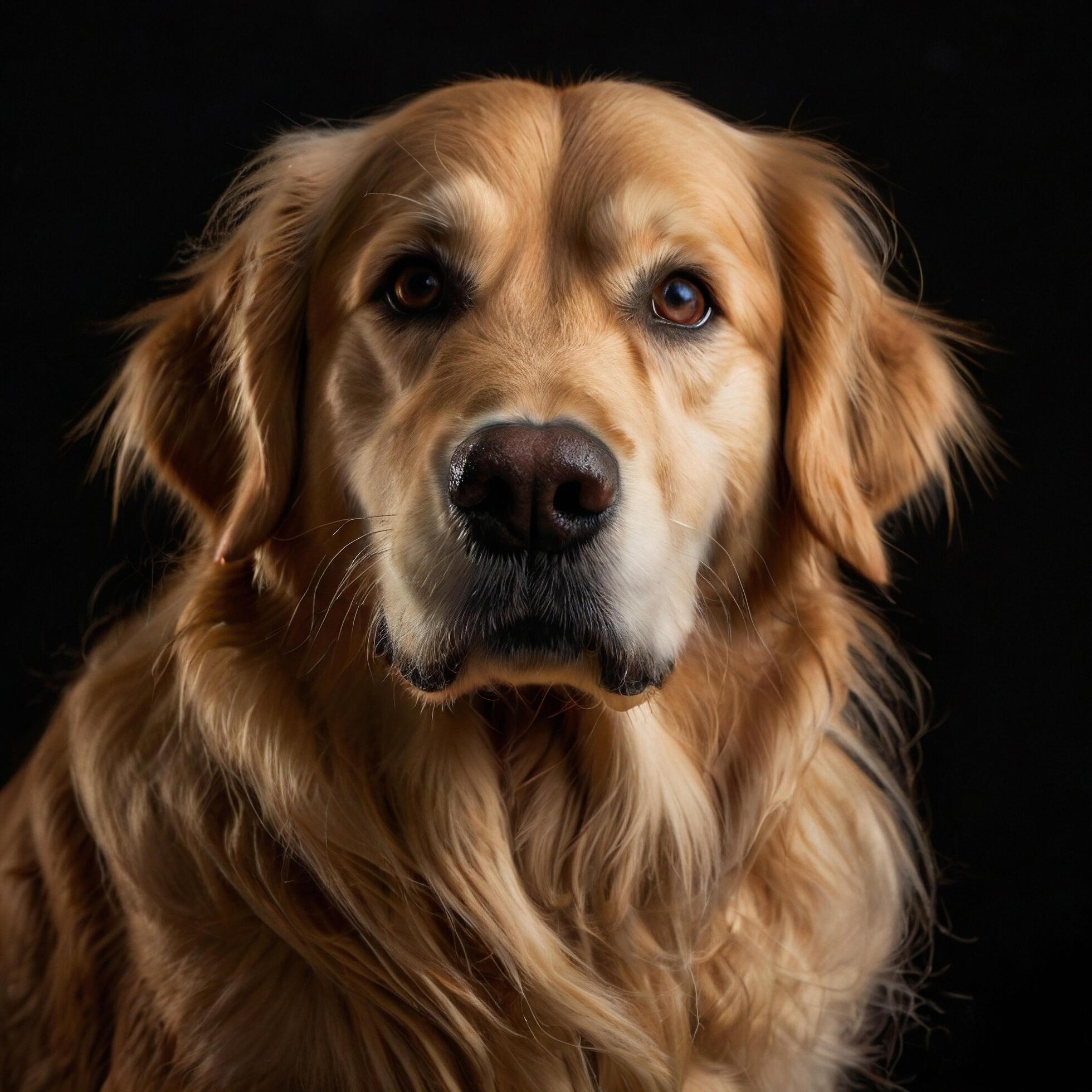 Golden Retriever Goldie Dog Pet black background Stock Free