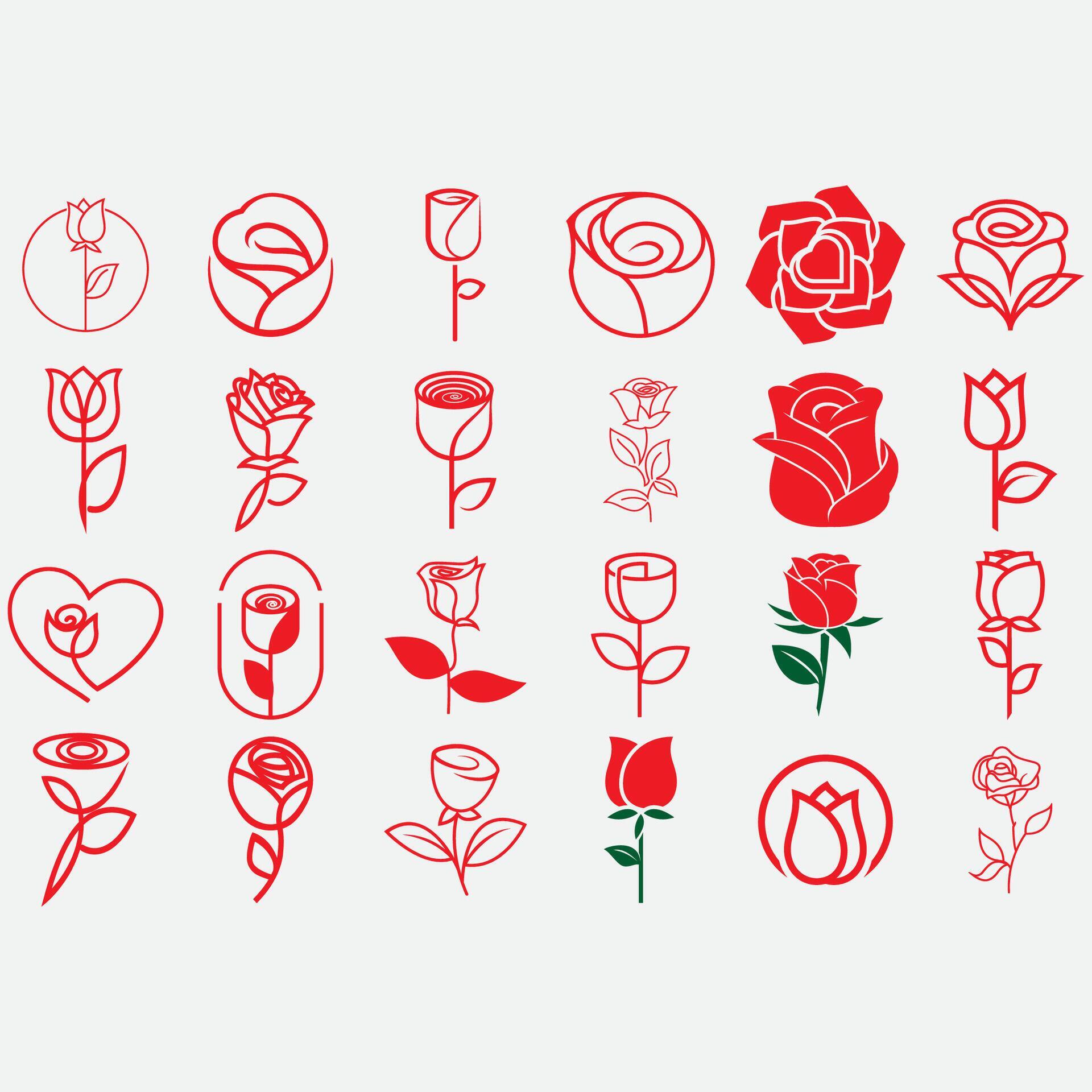 collection of rose flower logos Stock Free