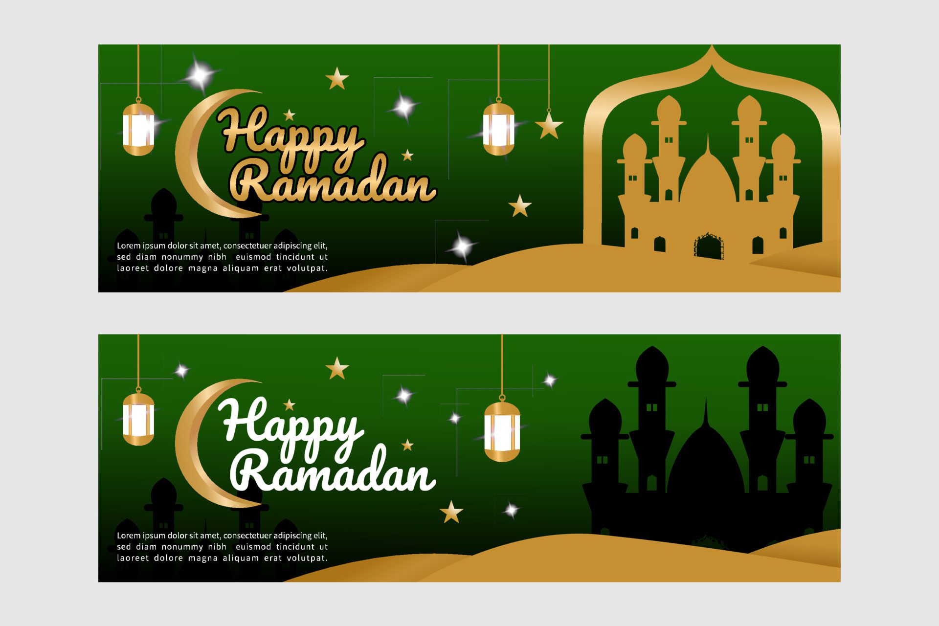 banner happy ramadan with two models Free Vector