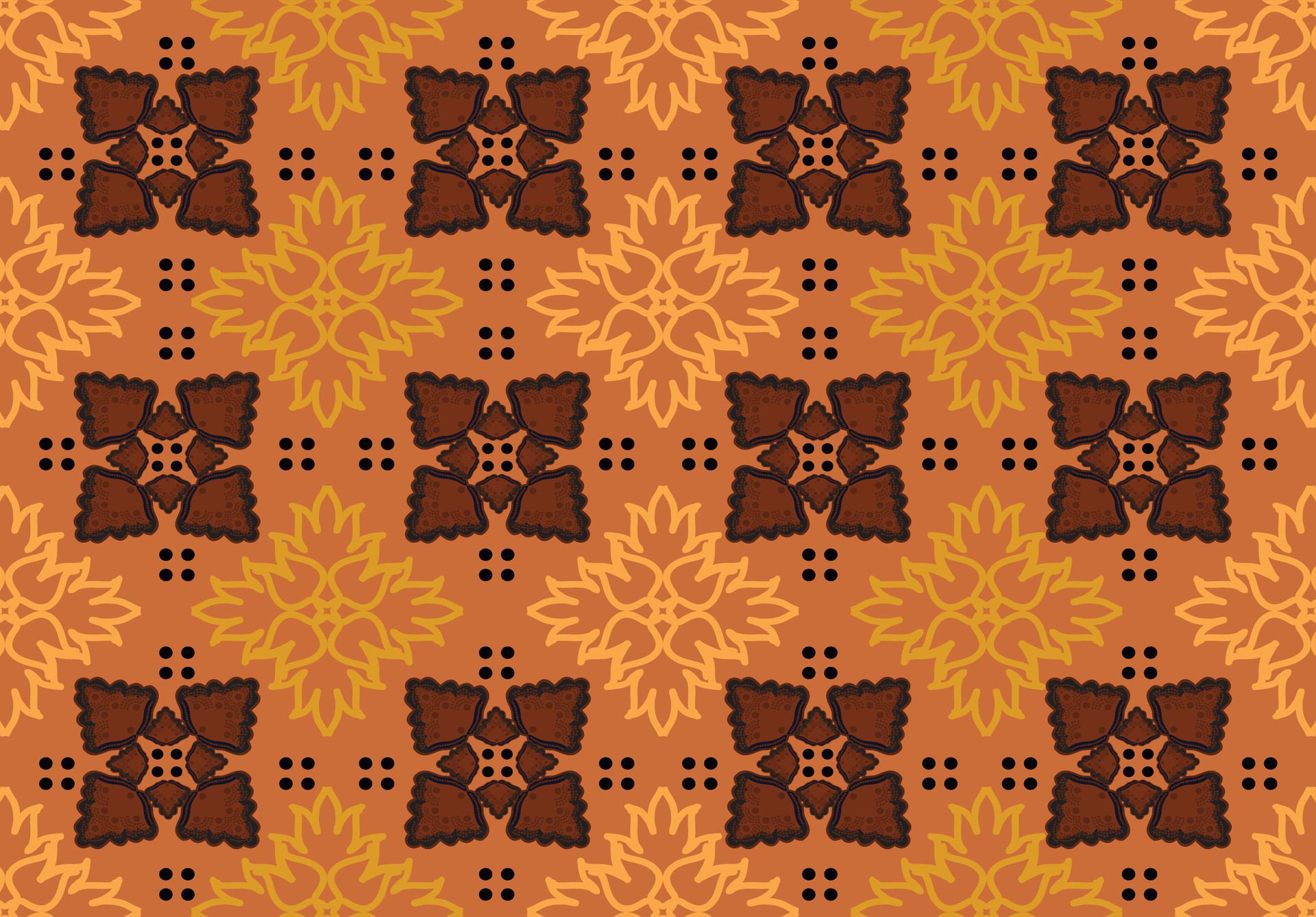 Indonesian batik motifs with very distinctive, exclusive plant patterns. EPS 10 Free Vector