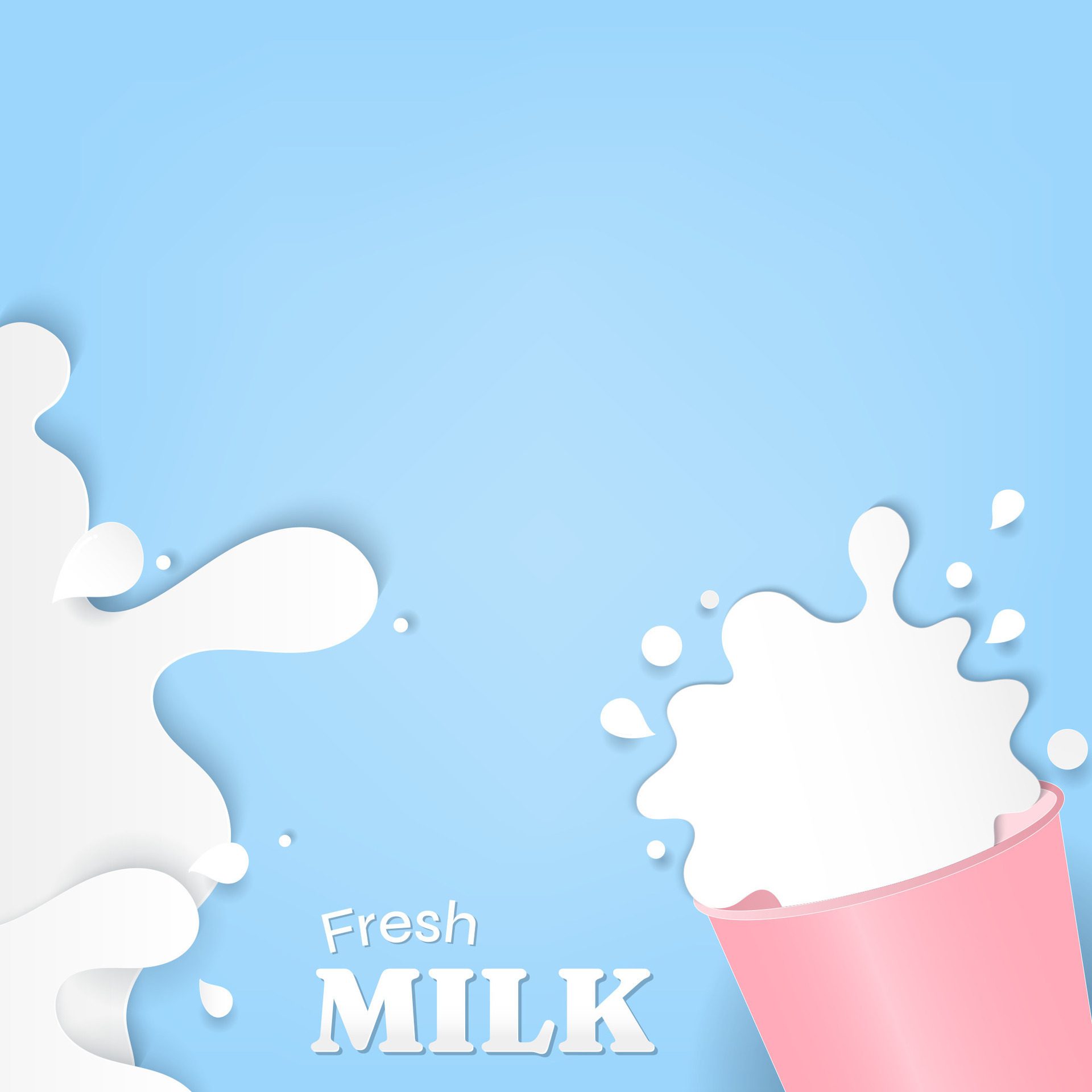 Milk in liquid shape with paper art banner Free Vector