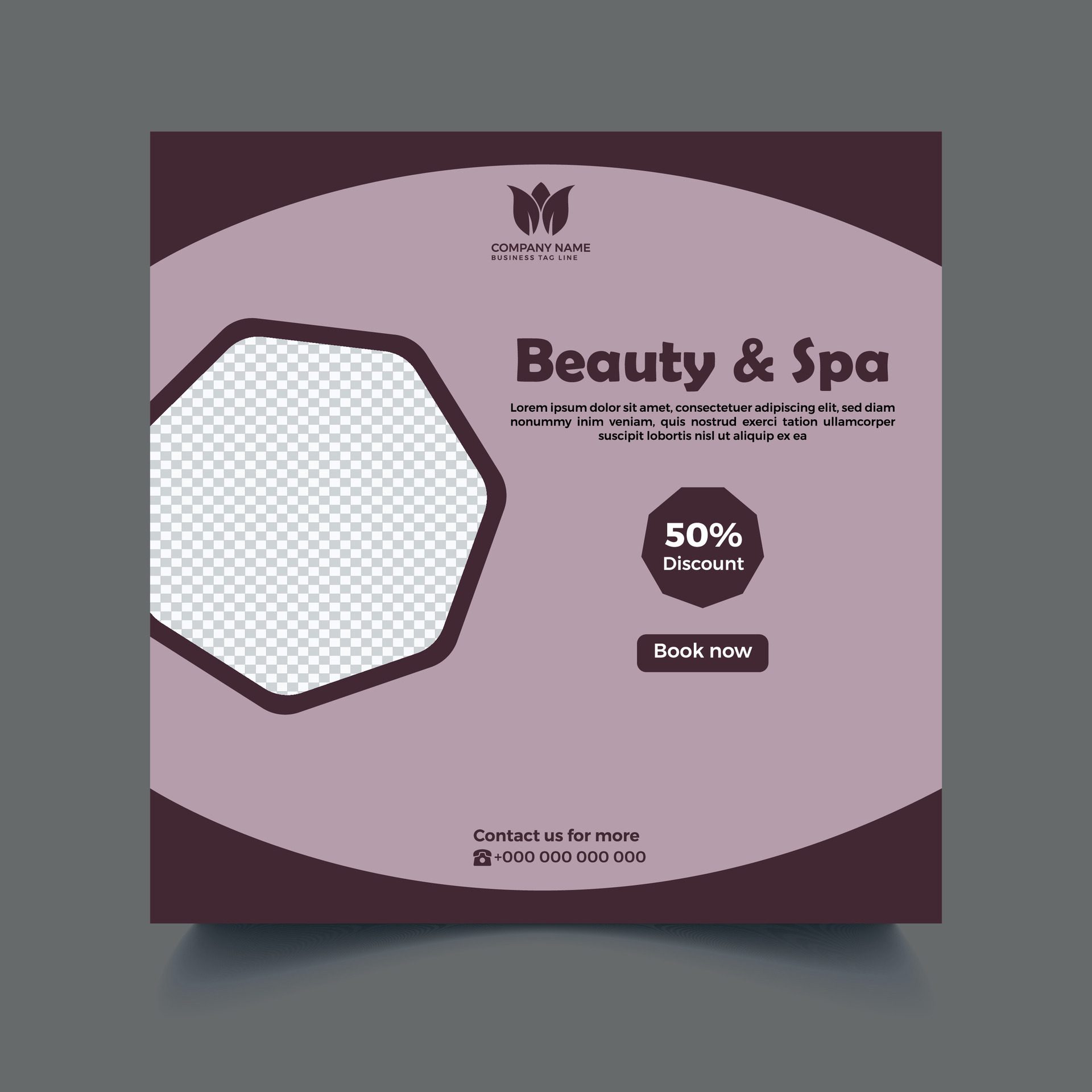 Beauty and spa social media post, banner template design. Pro Vector