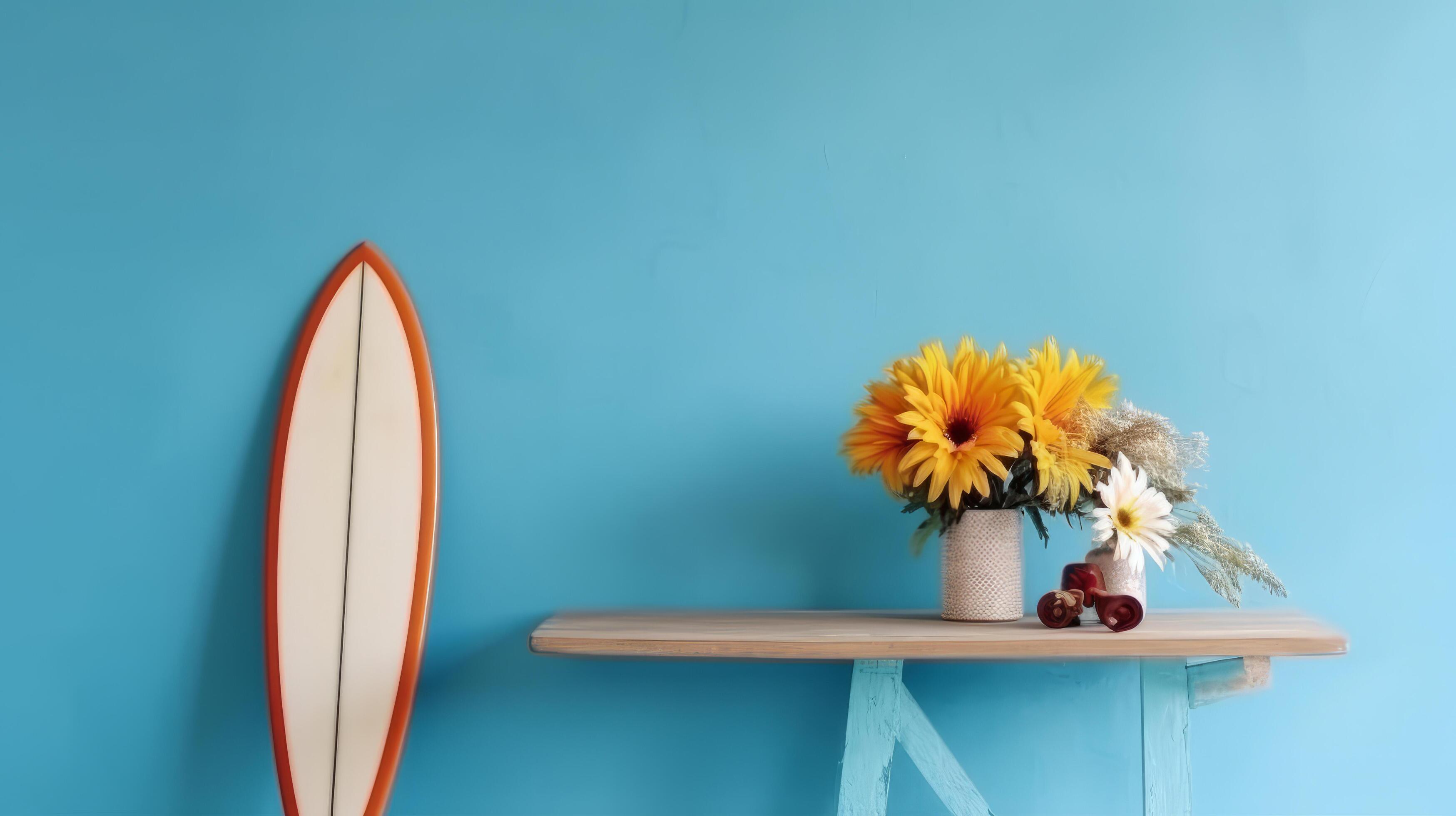 Surfboard wuth flowers. Illustration Stock Free