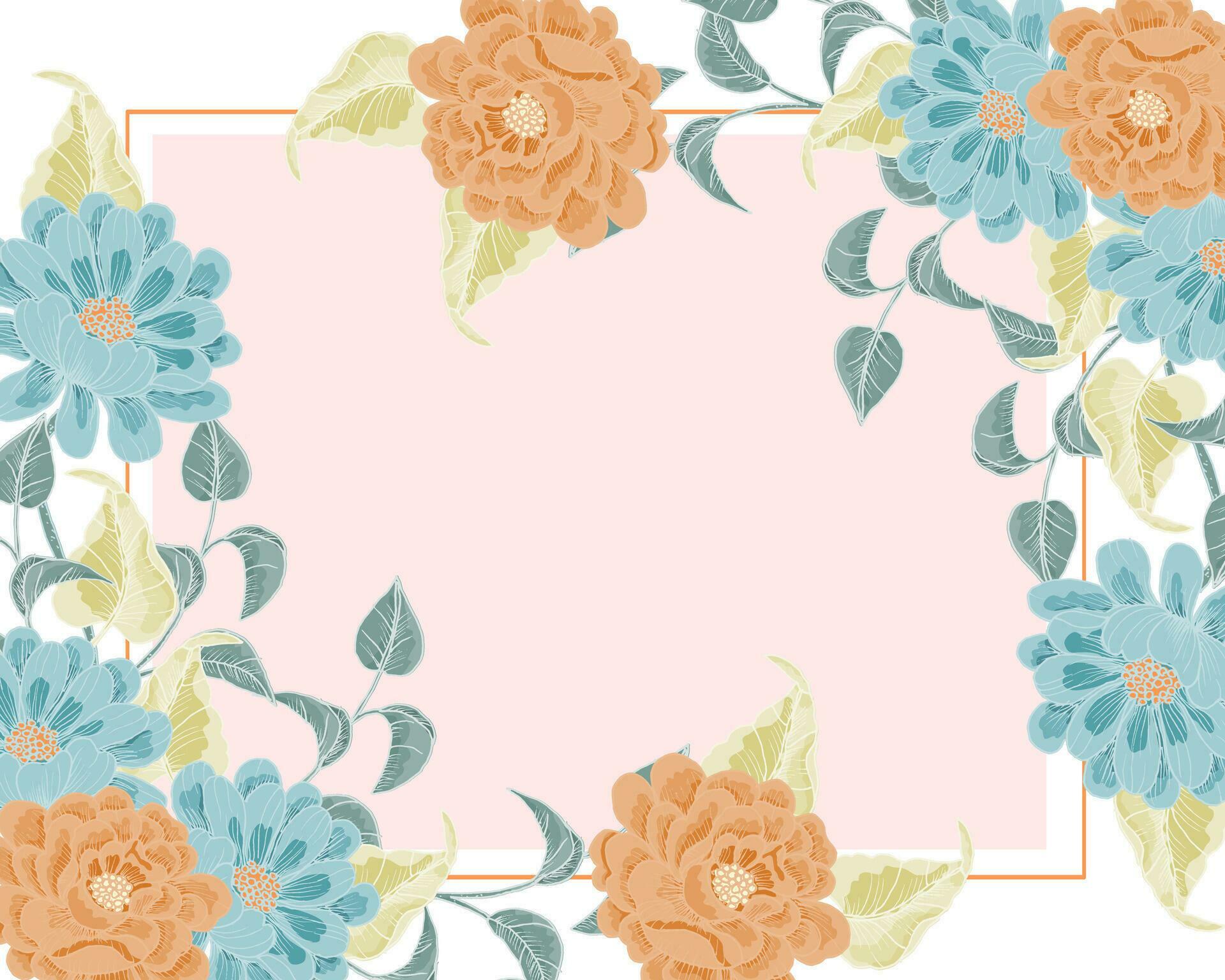 Cute Soft Hand Drawn Aster Flower Border Stock Free and Free SVG