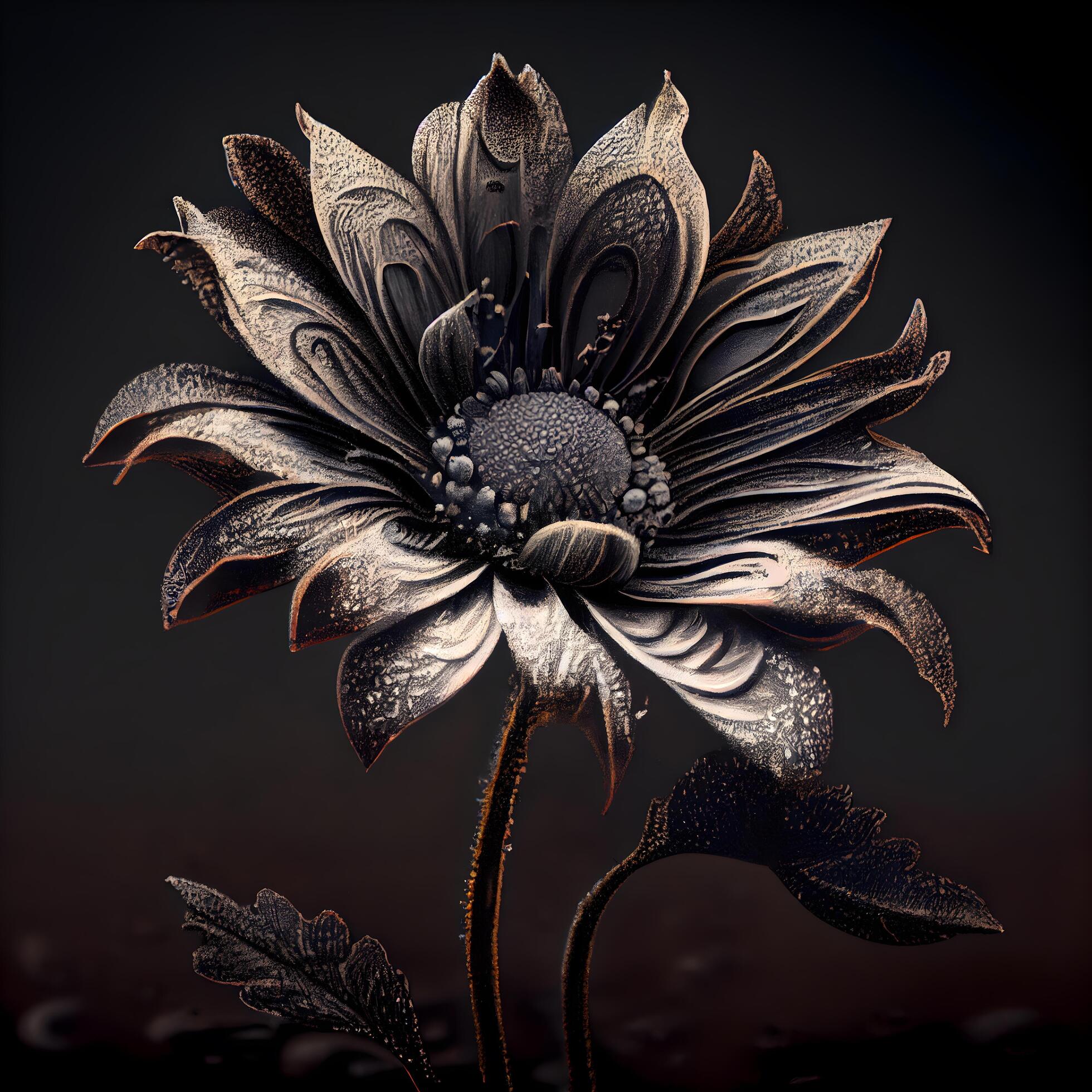 Beautiful abstract flower on a black background. 3d illustration., Image Stock Free