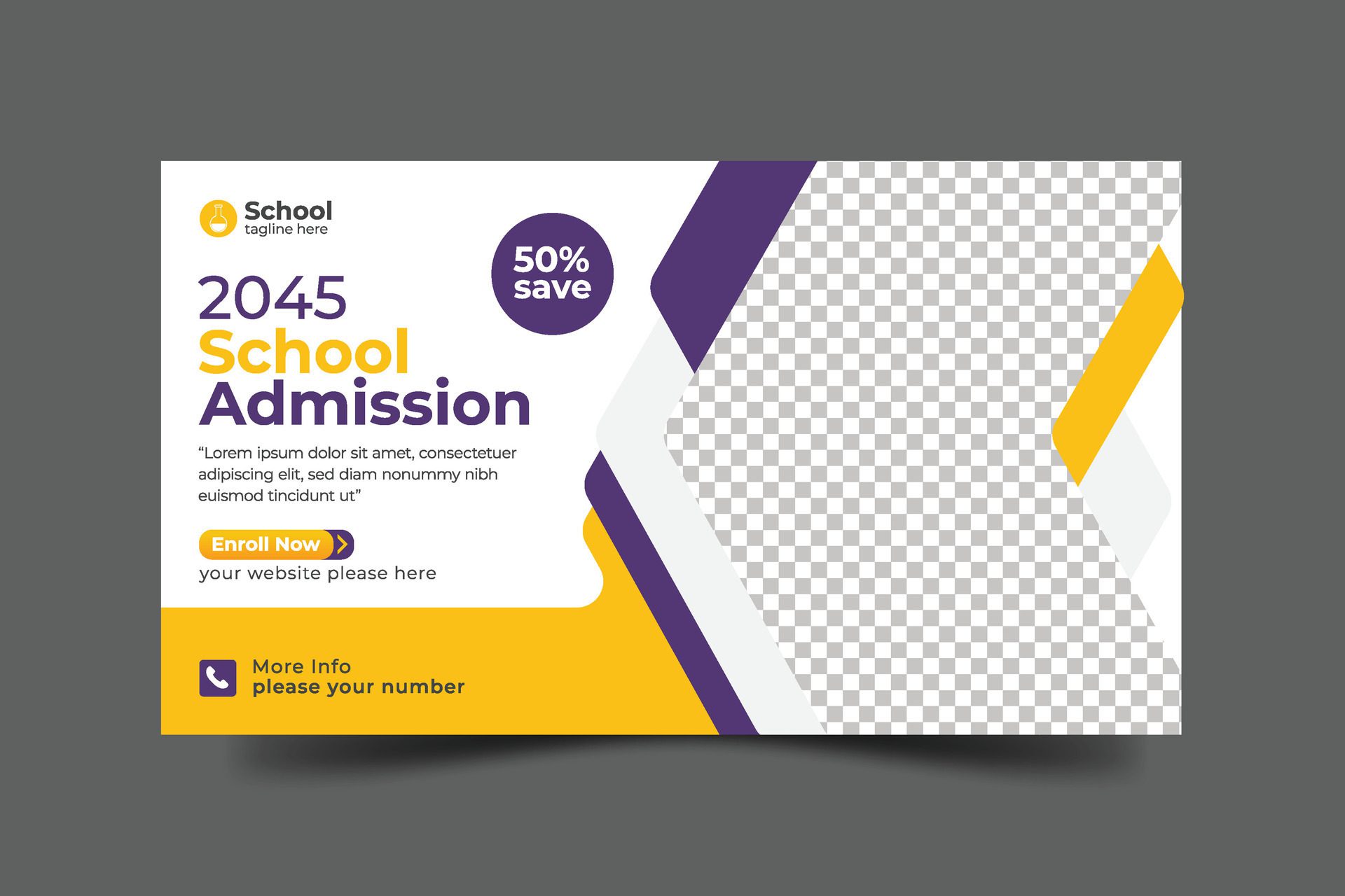 Vector school admission web banner template for school promotion post bannerVector school admission web banner template for school promotion post banner Free Vector