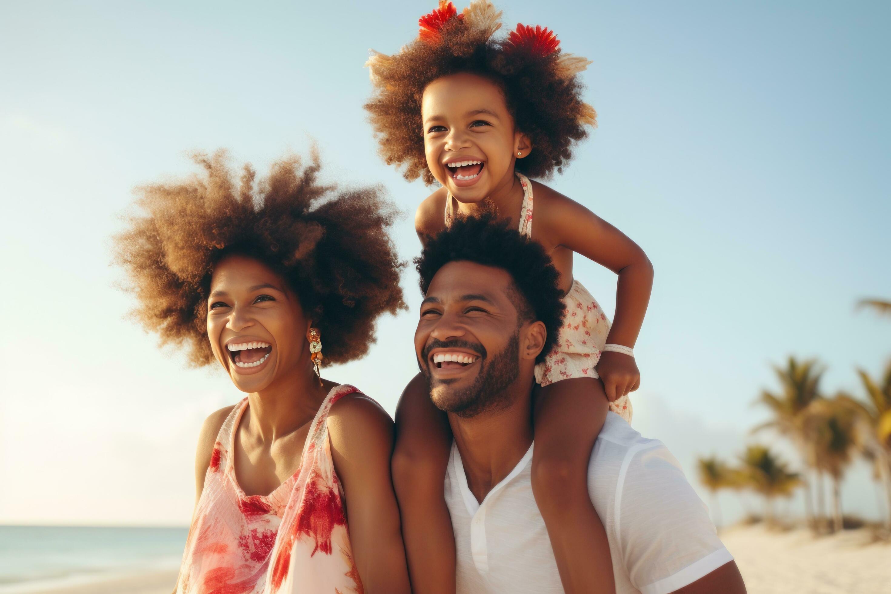 Happy family on the beach Stock Free