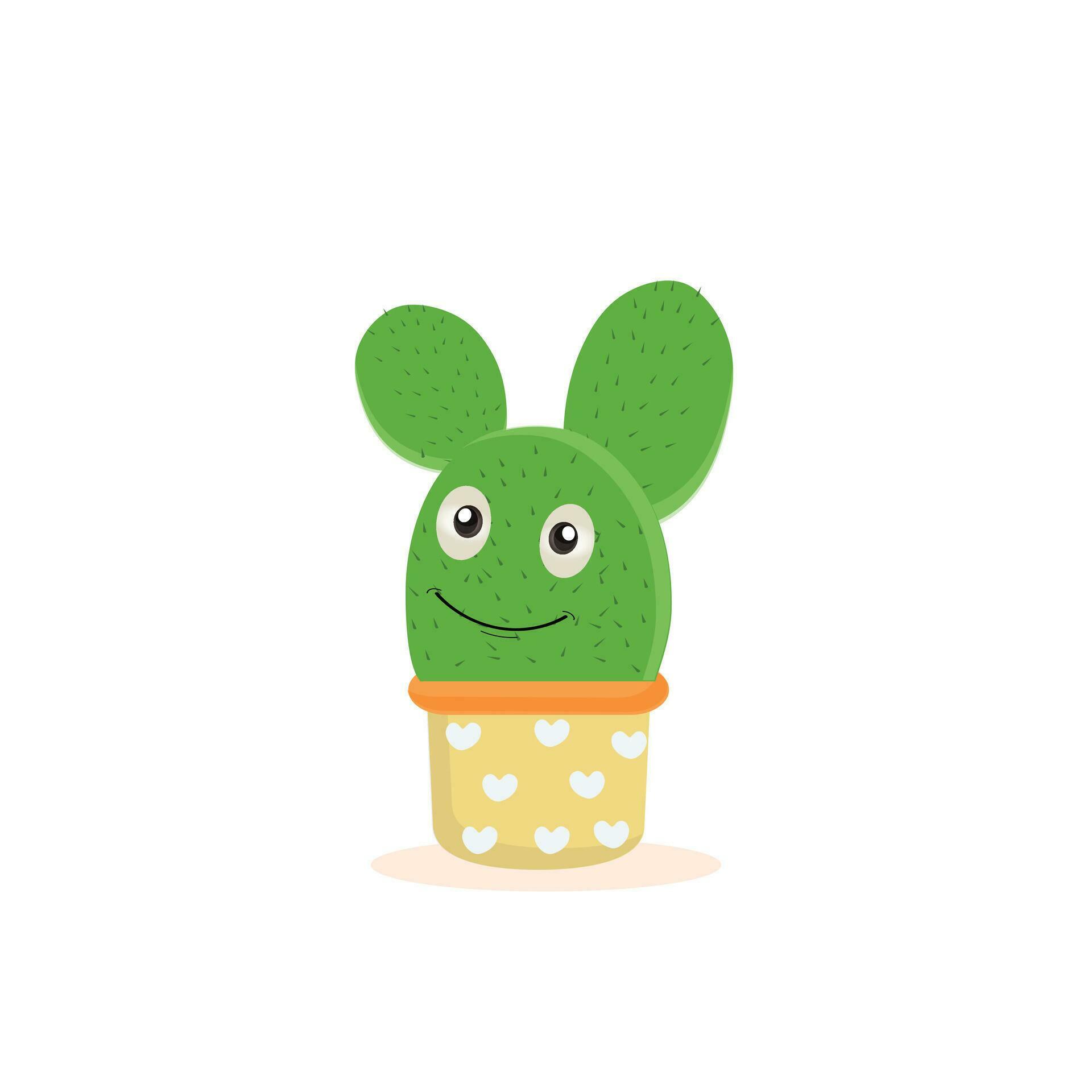 Cartoon cute cactus mascot, Potted cactus characters sett, funny cacti in flower pot with different emotions vector Illustrations on a white background Stock Free and Free SVG