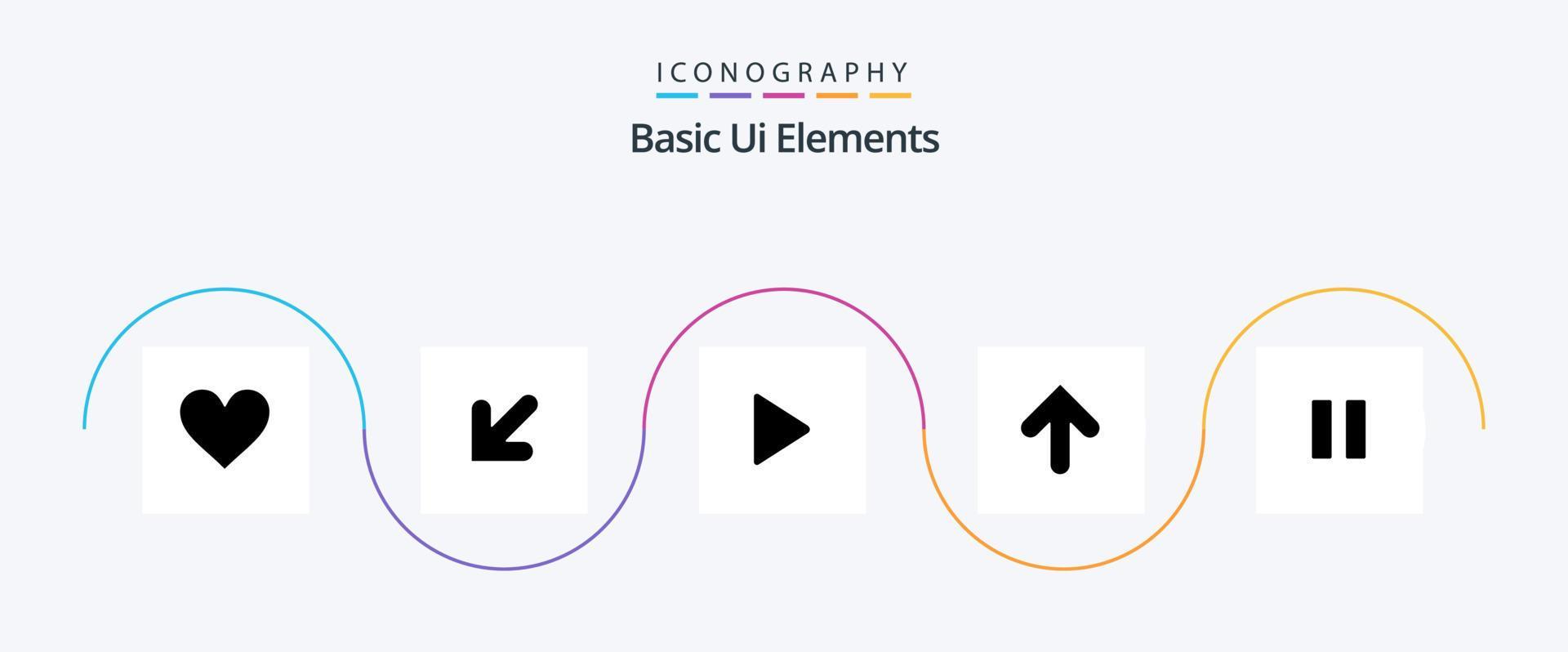 Basic Ui Elements Glyph 5 Icon Pack Including media. upload. control. up. arrow Stock Free