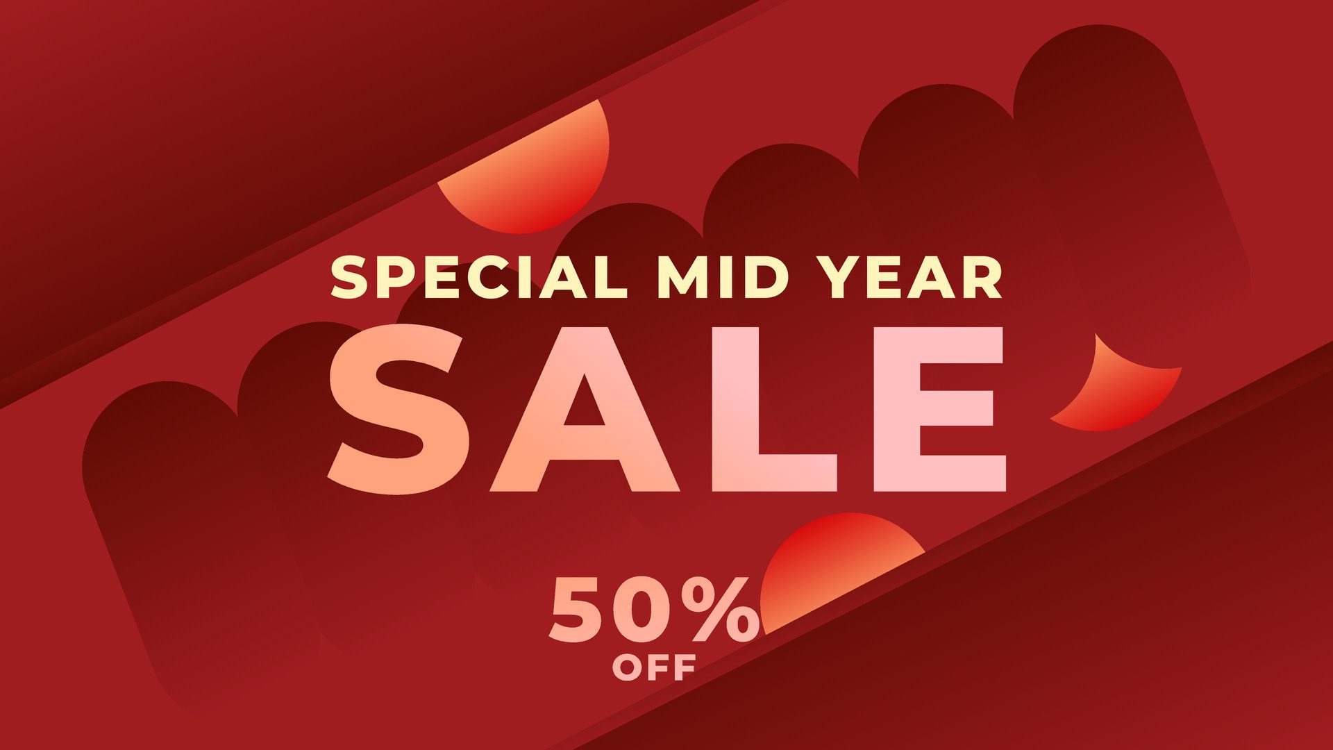 MID YEAR SALE OFFERS AND PROMOTION TEMPLATE BANNER DESIGN.COLORFUL GRADIENT COLOR BACKGROUND VECTOR. GOOD FOR SOCIAL MEDIA POST, COVER , POSTER Free Vector