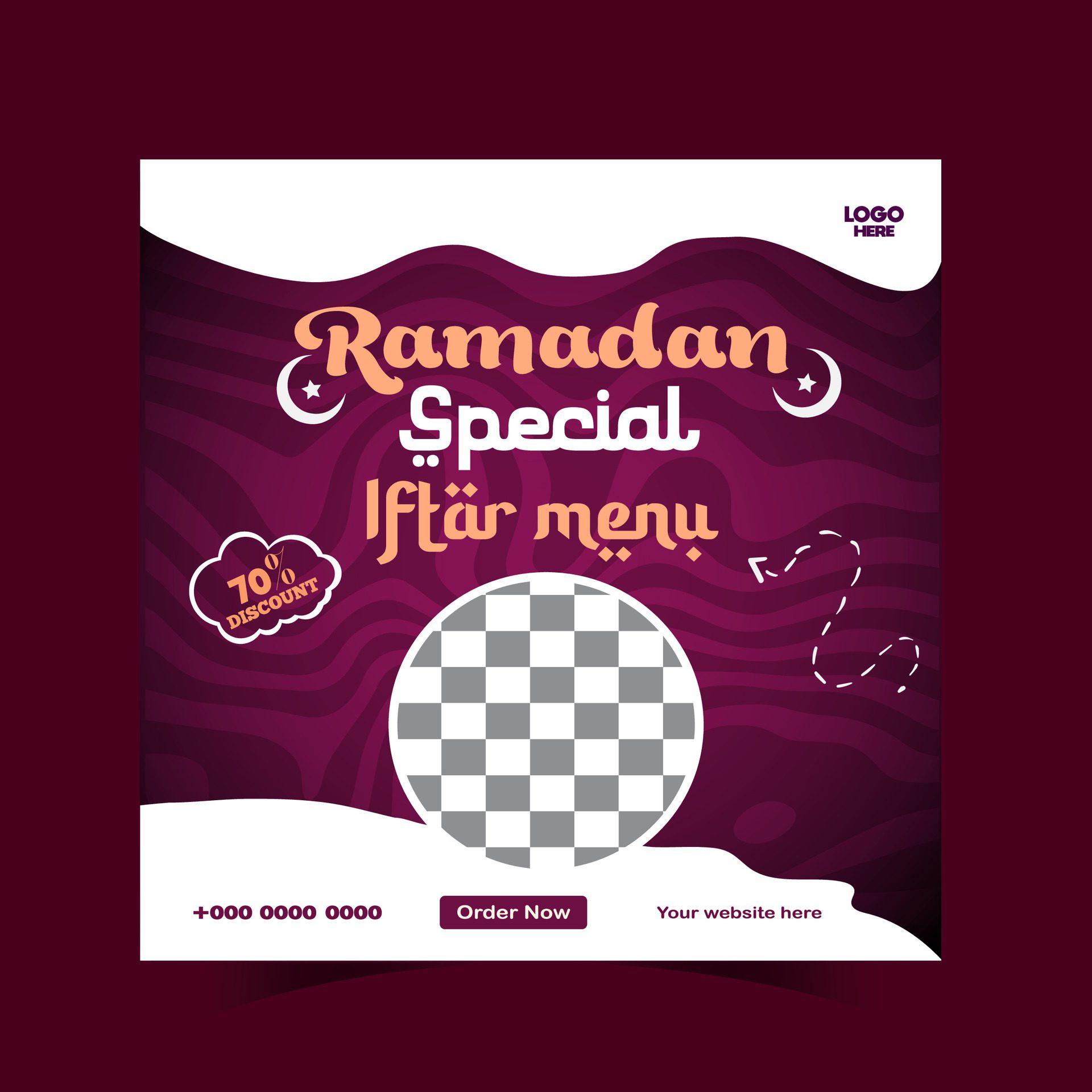 Ramadan iftar menu food post design and social media banner template Free Vector