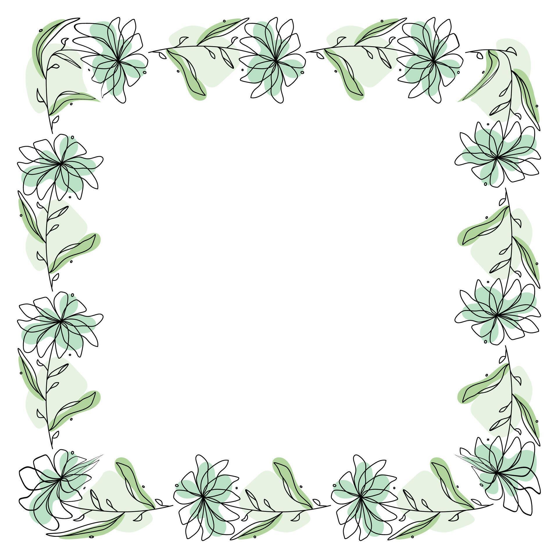 Hand drawn flowers wreath frame on white background Stock Free