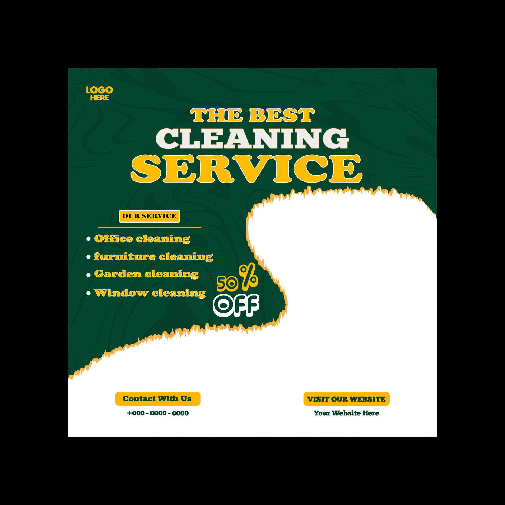 Reliable Cleaning service banner design and square social media post template Free Vector