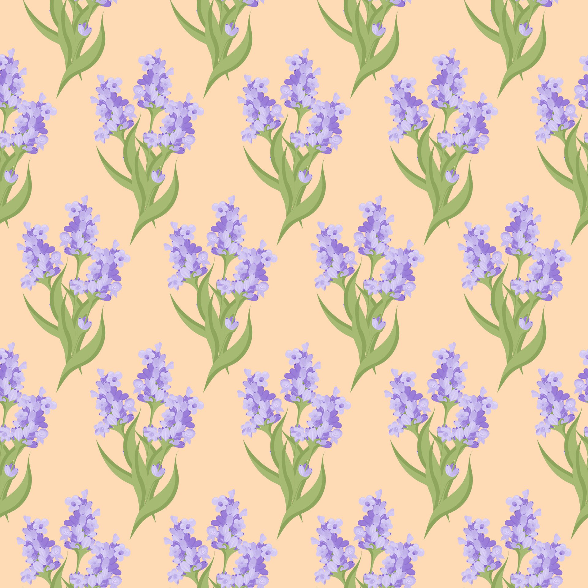 A sprig of lavender. Purple flower. Seamless pattern. illustration. Free Vector