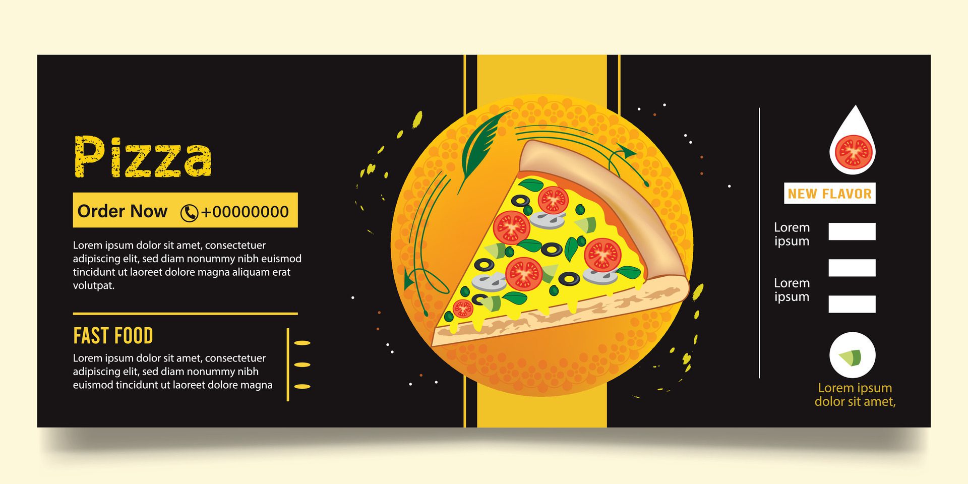 Pizza and fast food banner design Free Vector