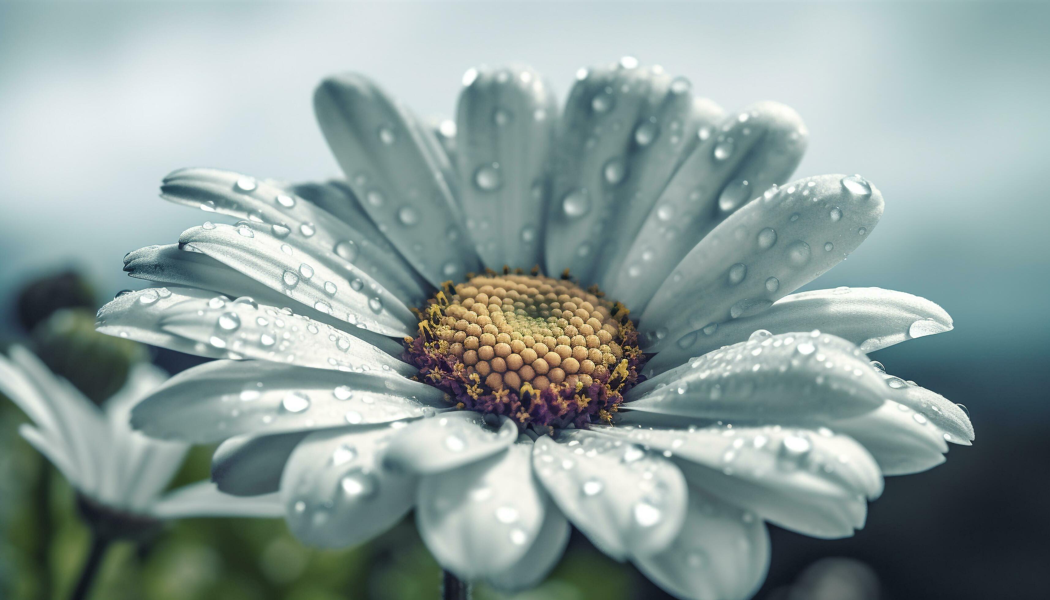 
									Tranquil scene of purple daisy family in formal garden reflection generated by AI Stock Free