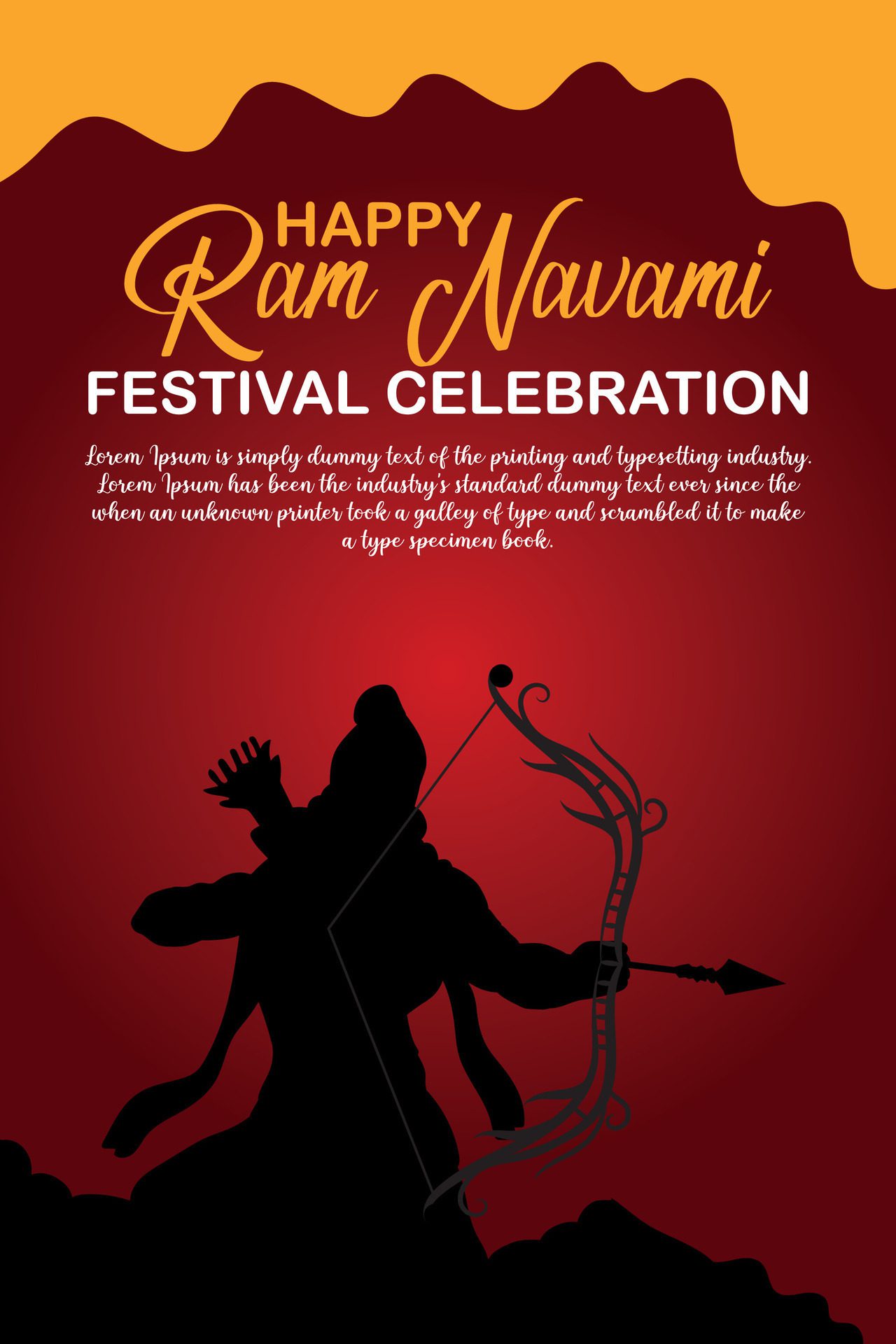 Happy Ram Navami cultural Banner Hindu festival vertical post wishes celebration card Ram Navami celebration background Free Vector