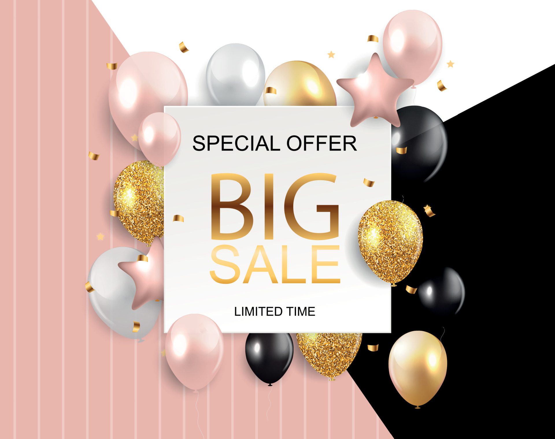 Sale banner with floating balloons. Vector illustration Free Vector