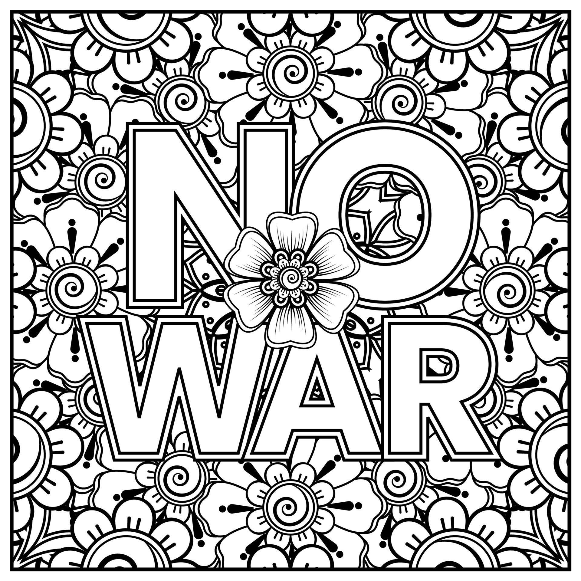 No war and stop war banner or card template with mehndi flower Stock Free