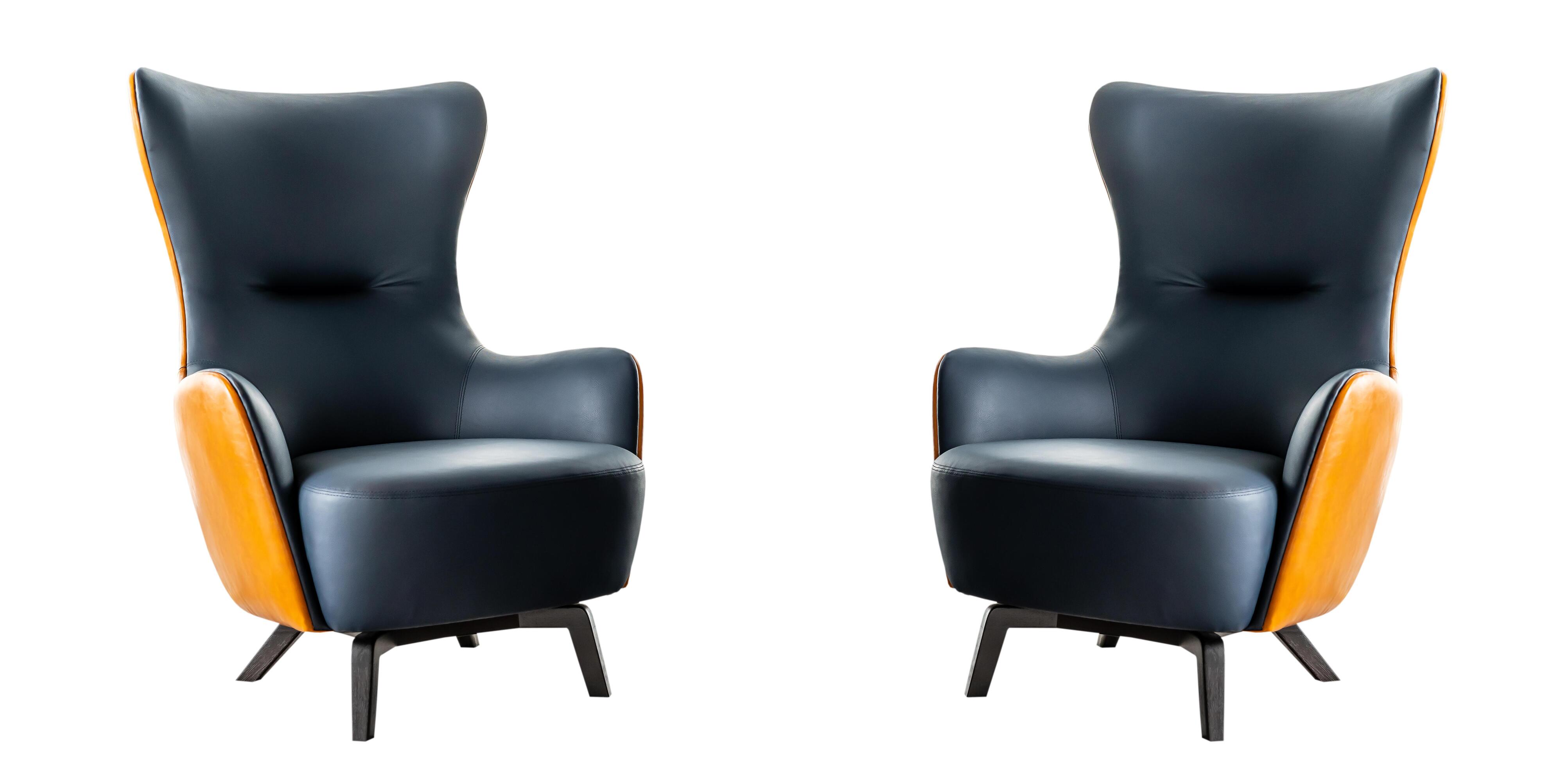 Dark blue color armchair, Modern designer armchair on white background. Series of furniture, with clipping path Stock Free