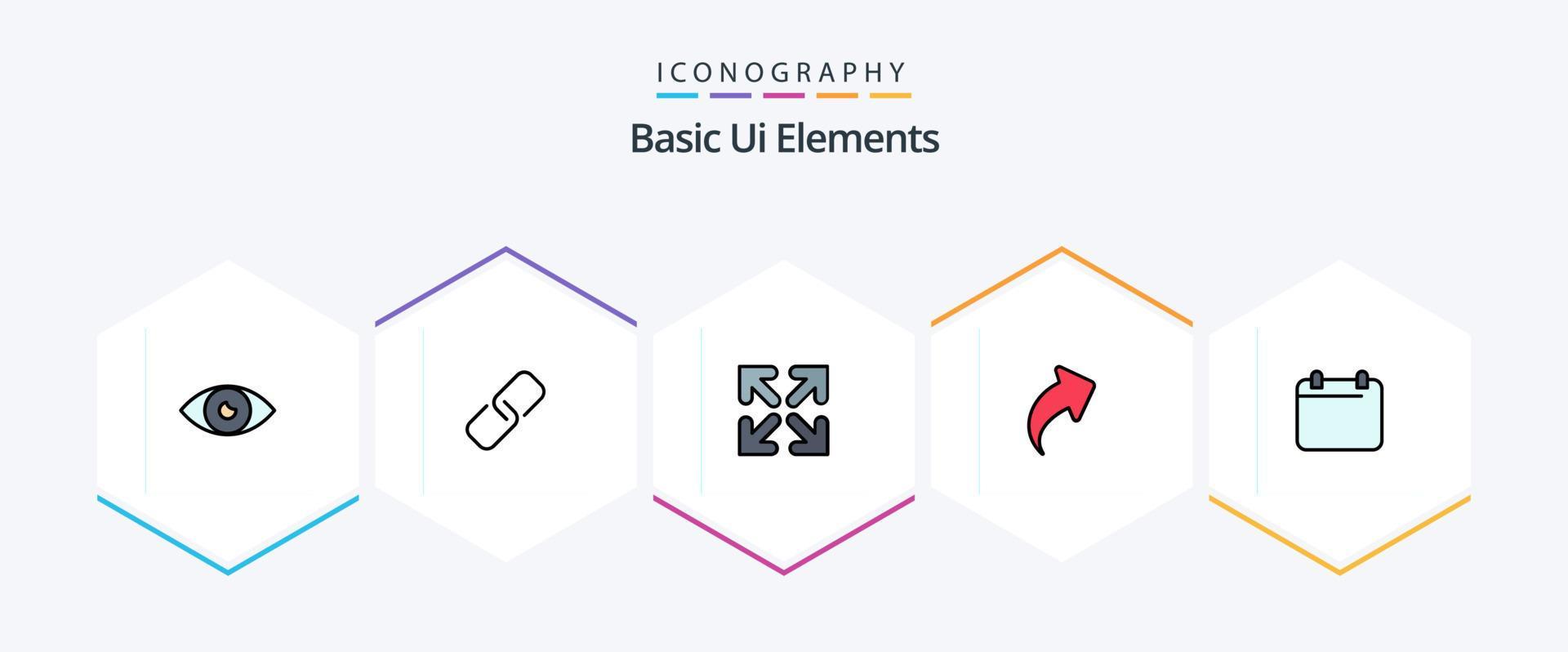 Basic Ui Elements 25 FilledLine icon pack including day. right. metal. direction. arrow Stock Free