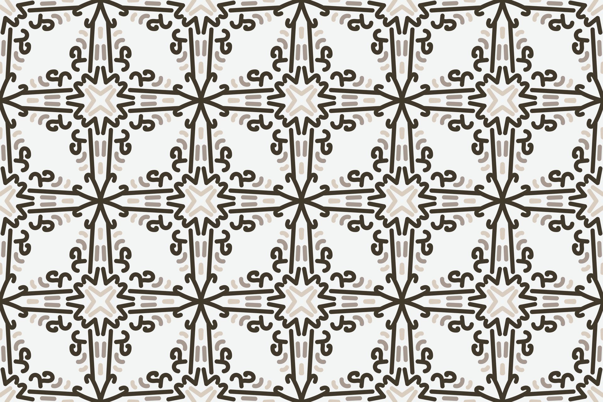 a seamless pattern with a decorative ornament in brown and beige. Free Vector