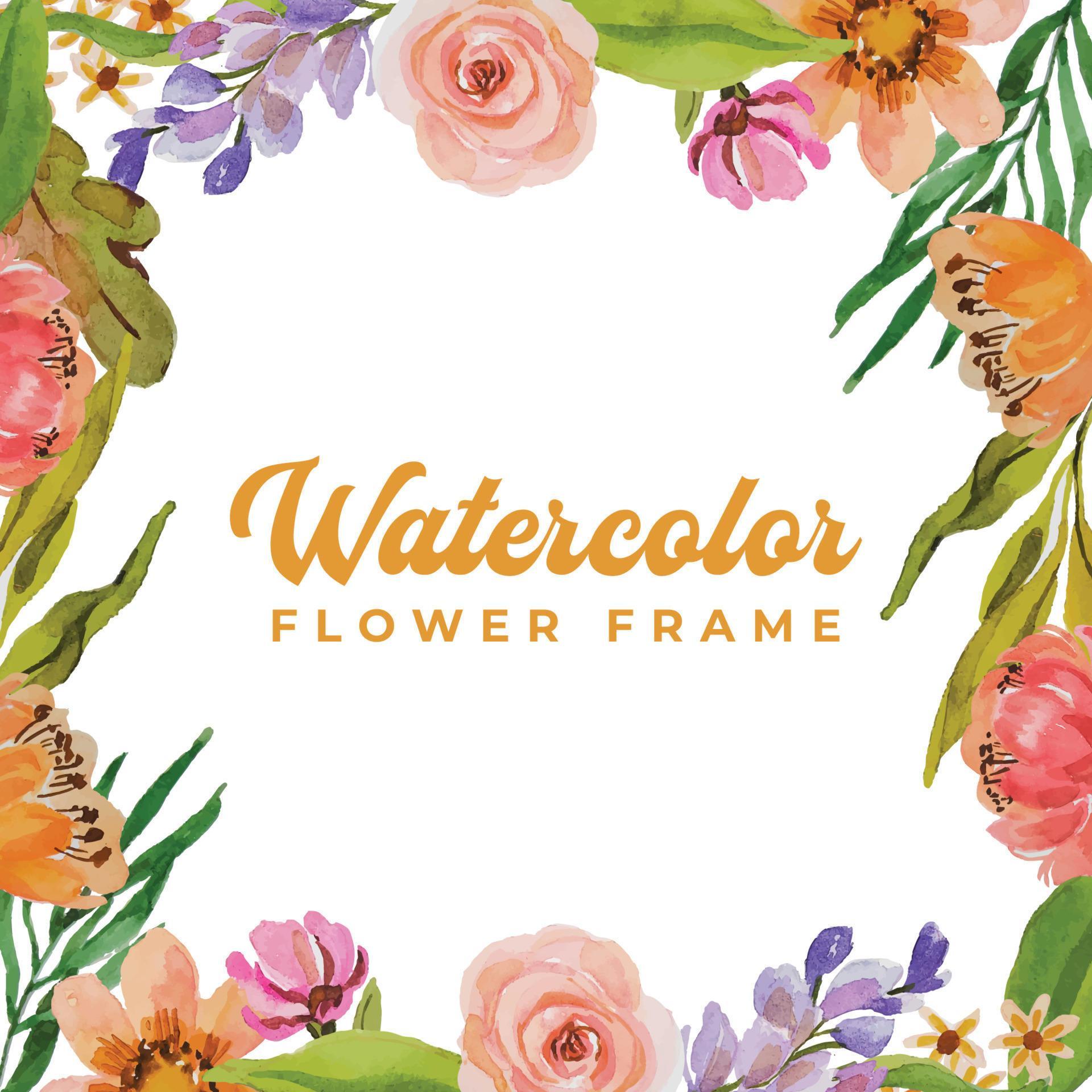 watercolor flower frame template Stock Free