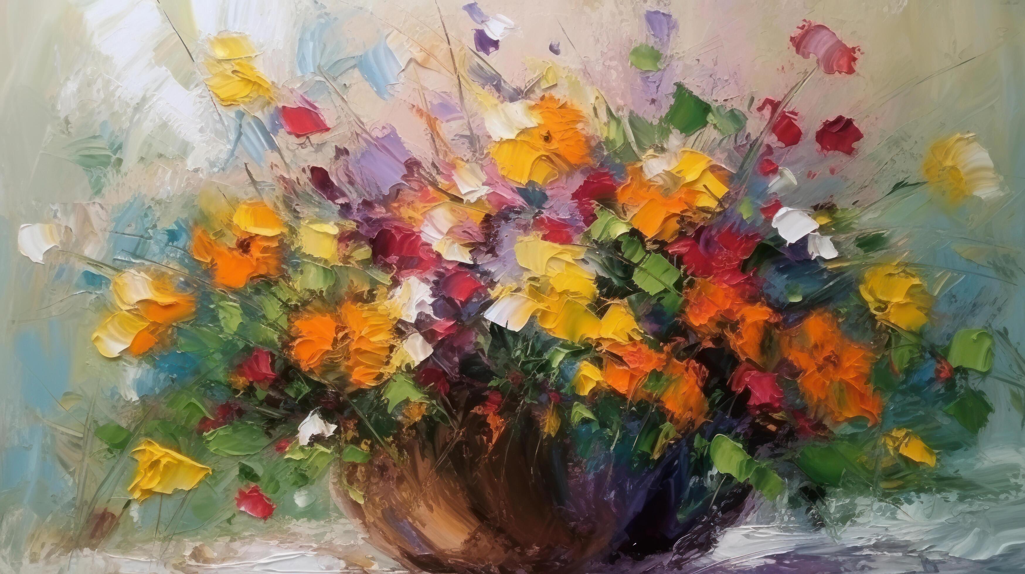 Impressionist painting flower bouquet. Illustration Stock Free