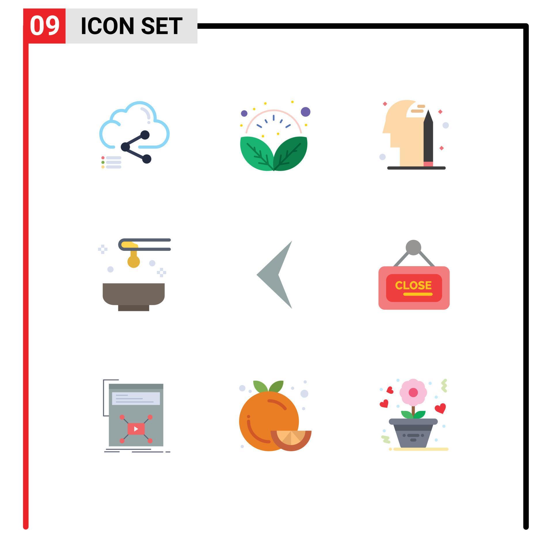 Mobile Interface Flat Color Set of 9 Pictograms of arrow spa relax oil beauty Editable Vector Design Elements Stock Free