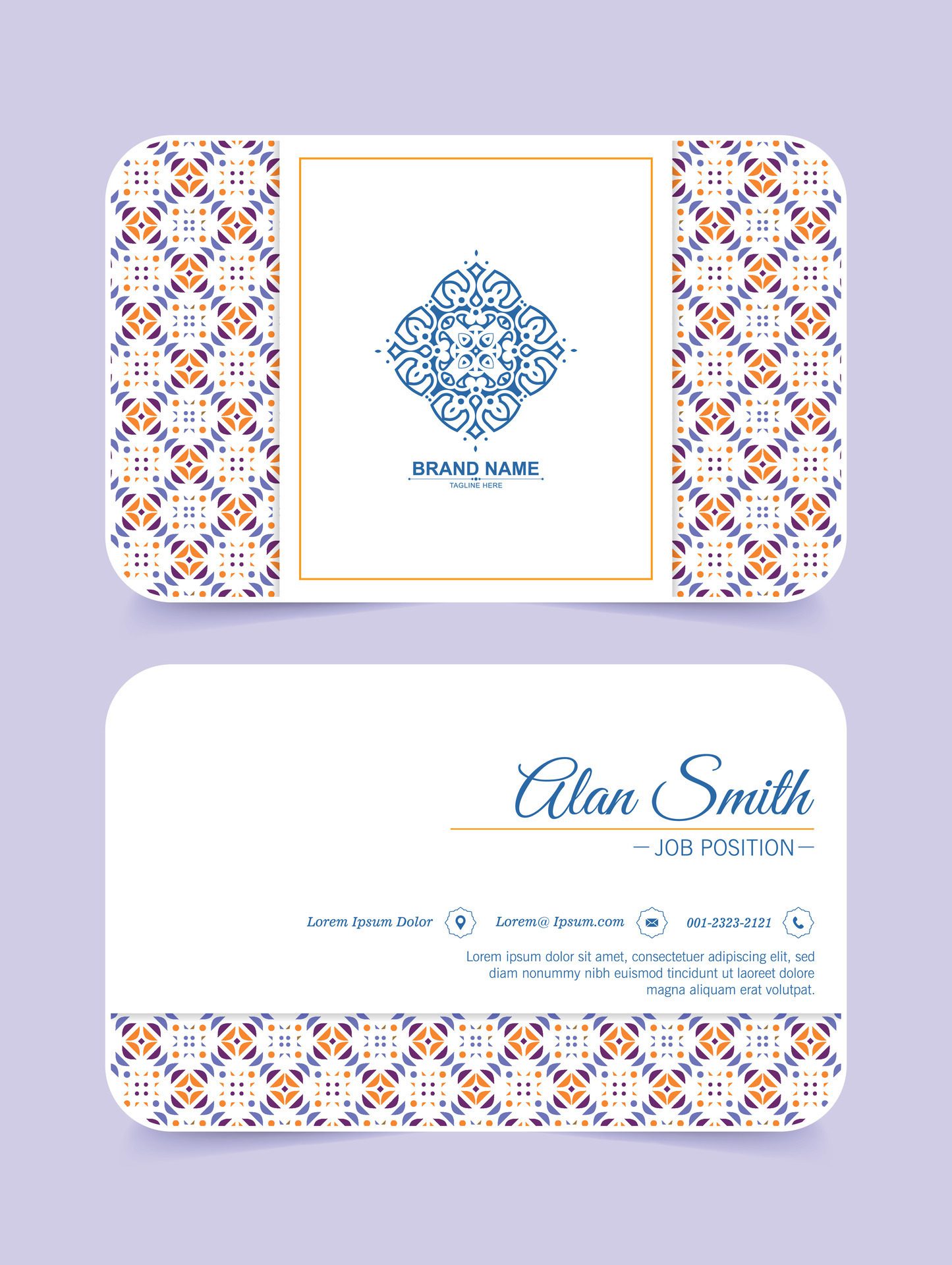 colorful pattern business card design Free Vector