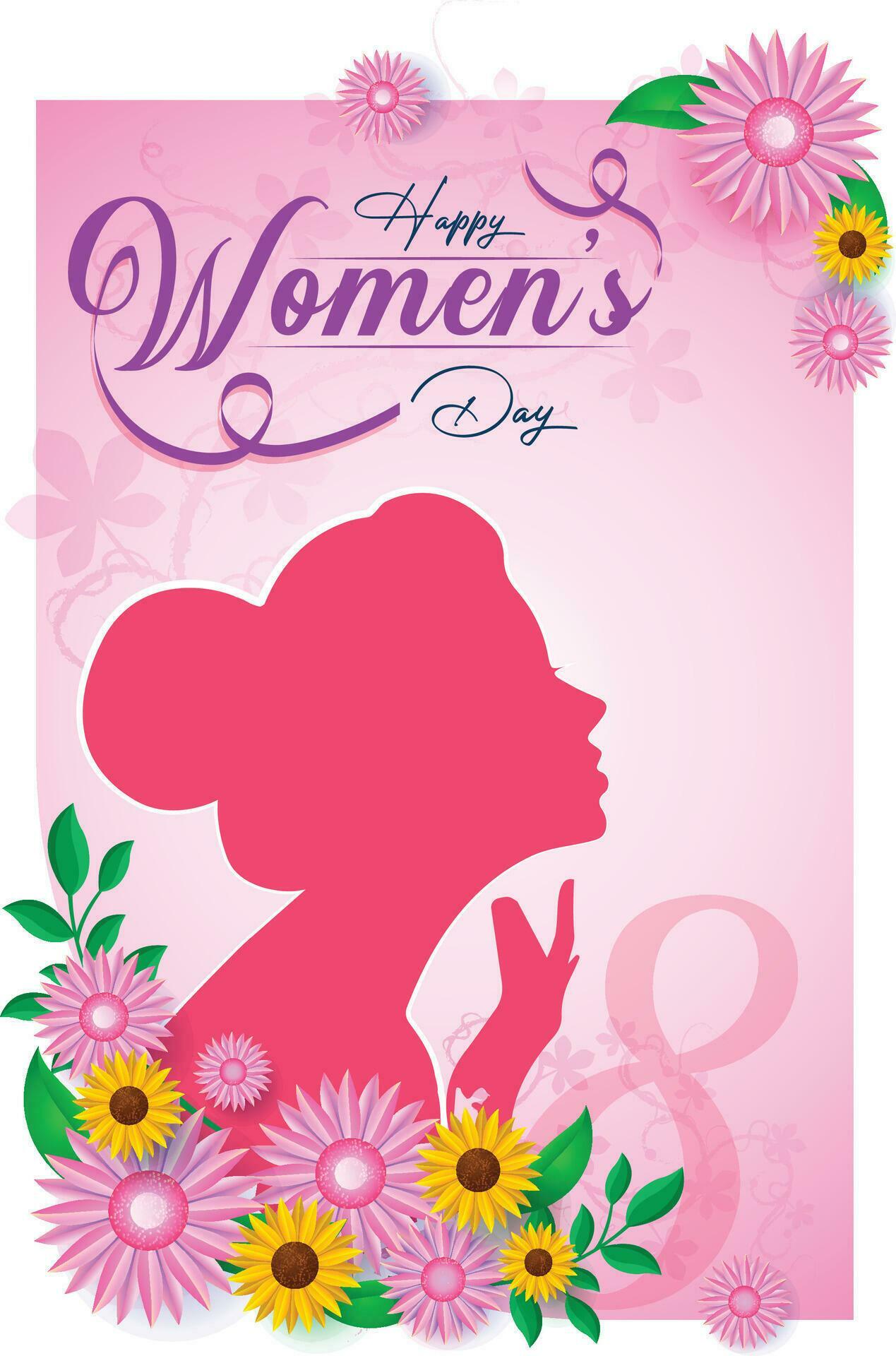 Stock Free International Women’s Day 8 march with flower and pink Background Stock Free