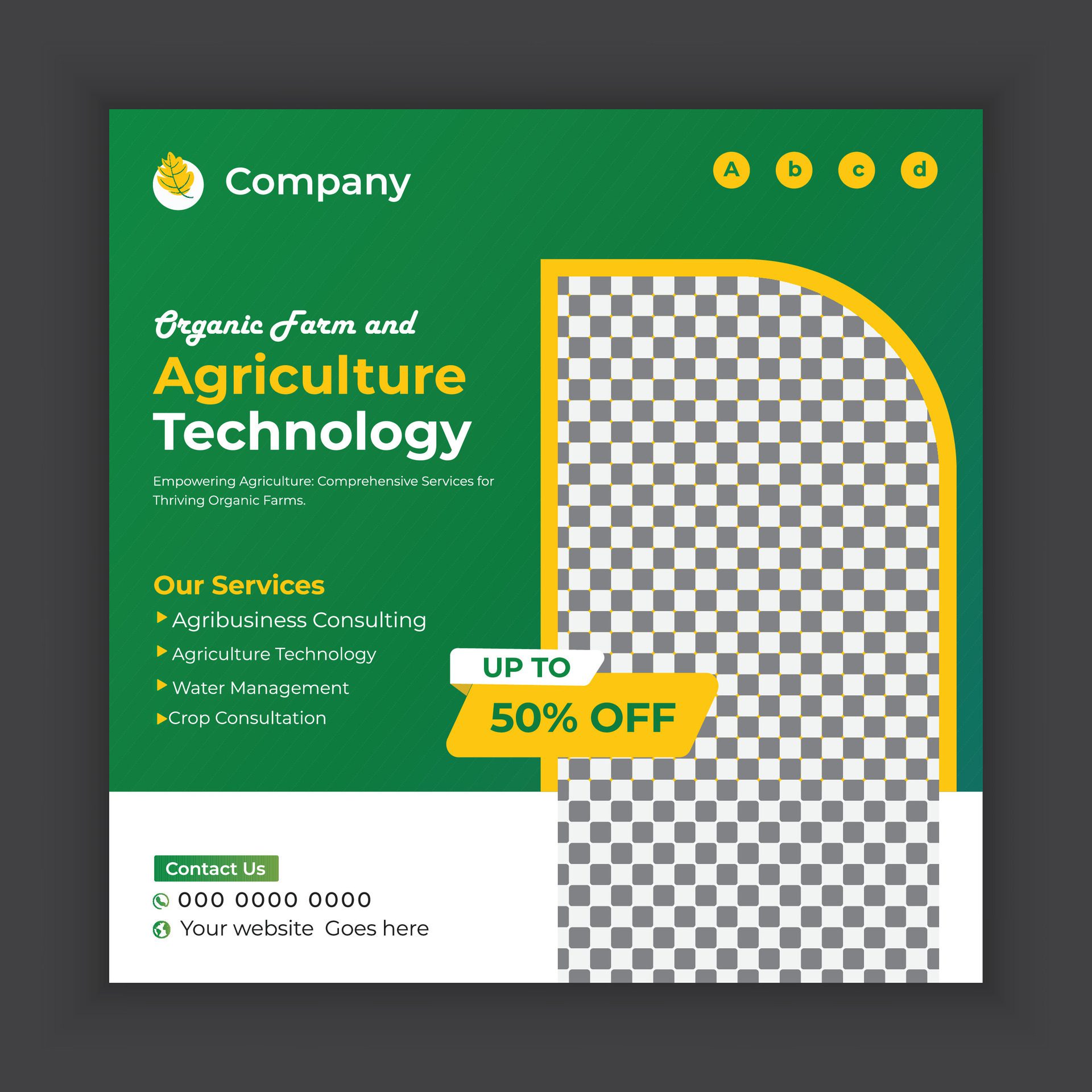 Organic food and agriculture services social media post banners or Agriculture technology provider web banner template Free Vector