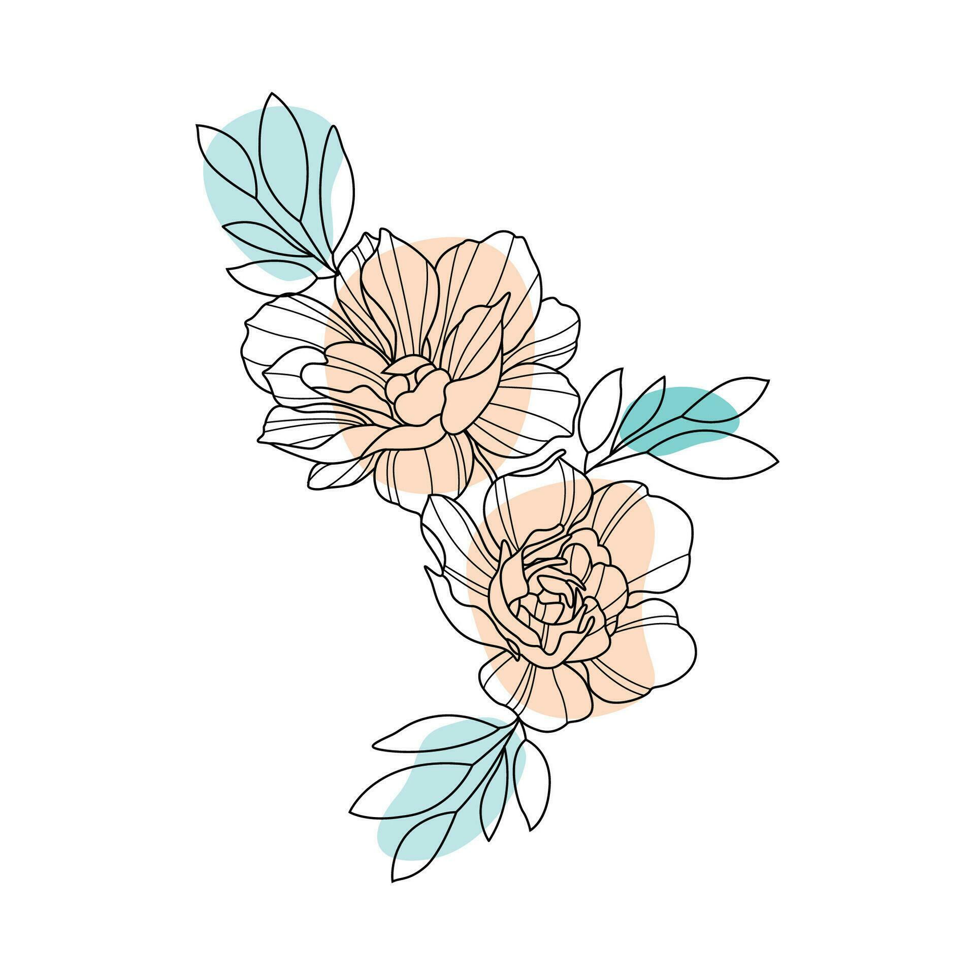 simple flower outline in a vector hand-drawn flat design Stock Free