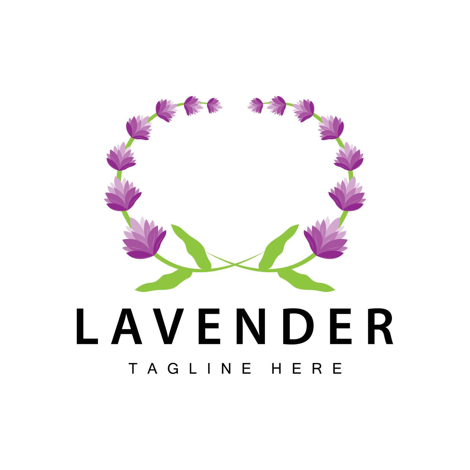 Lavender logo simple design vector cosmetic plant purple color and aromatherapy lavender flower garden template Stock Free