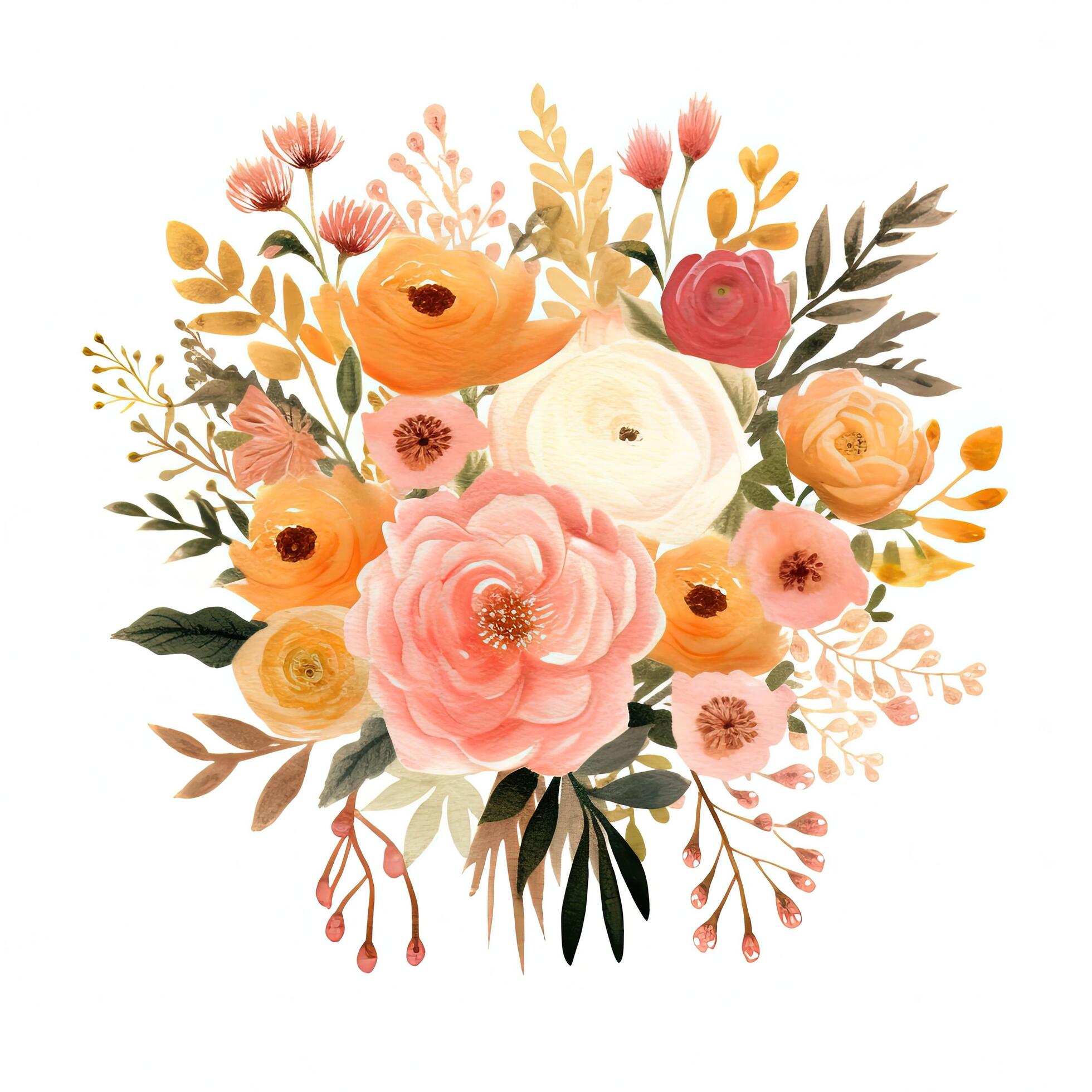 Watercolor flower bouquet. Illustration Stock Free