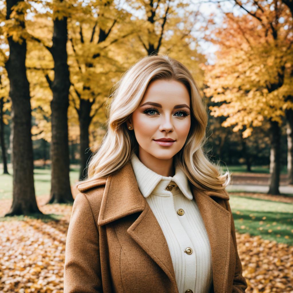 Autumnal blonde woman in by @ai_generated