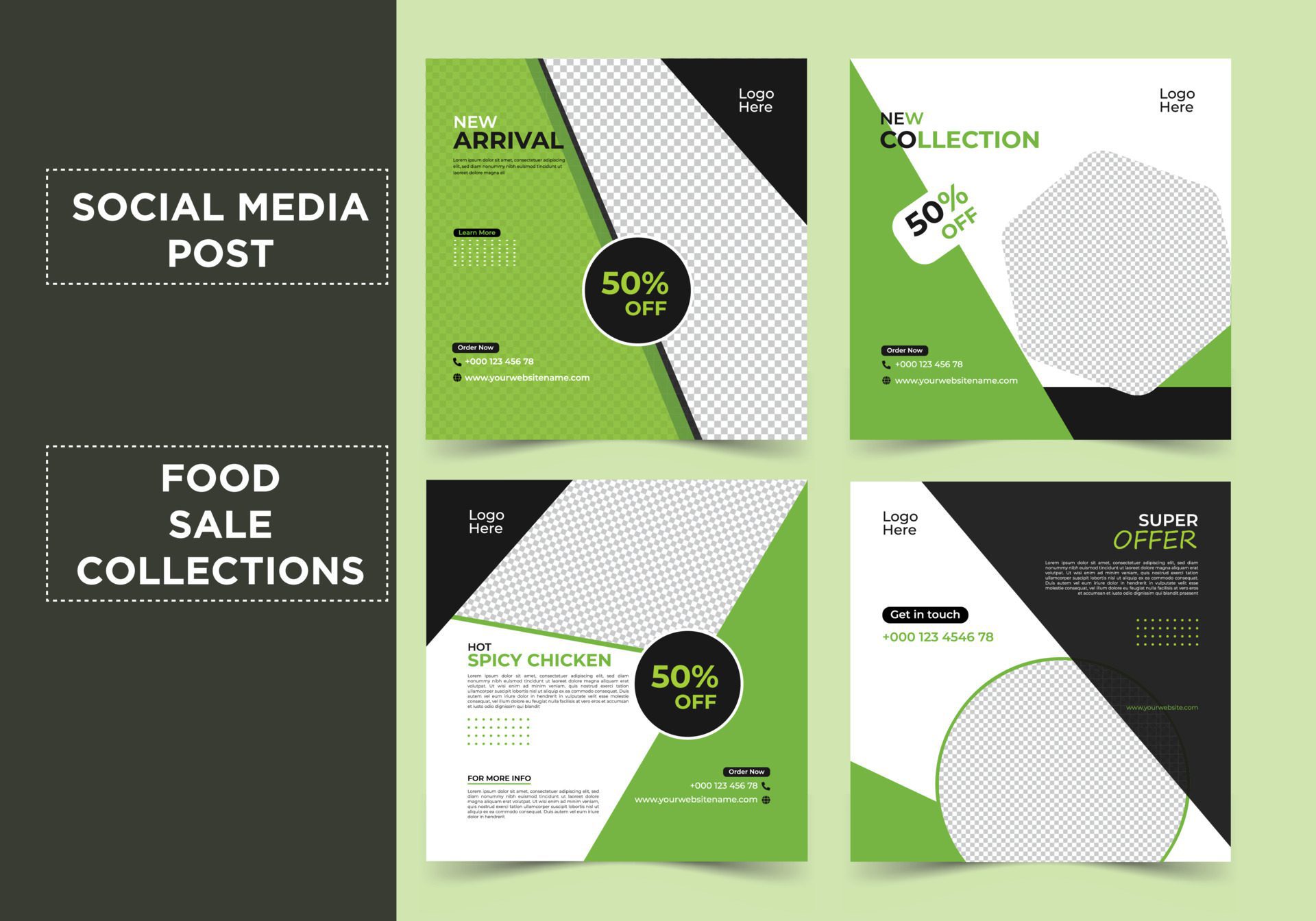 Food sale collection social media post banner template design Free Vector