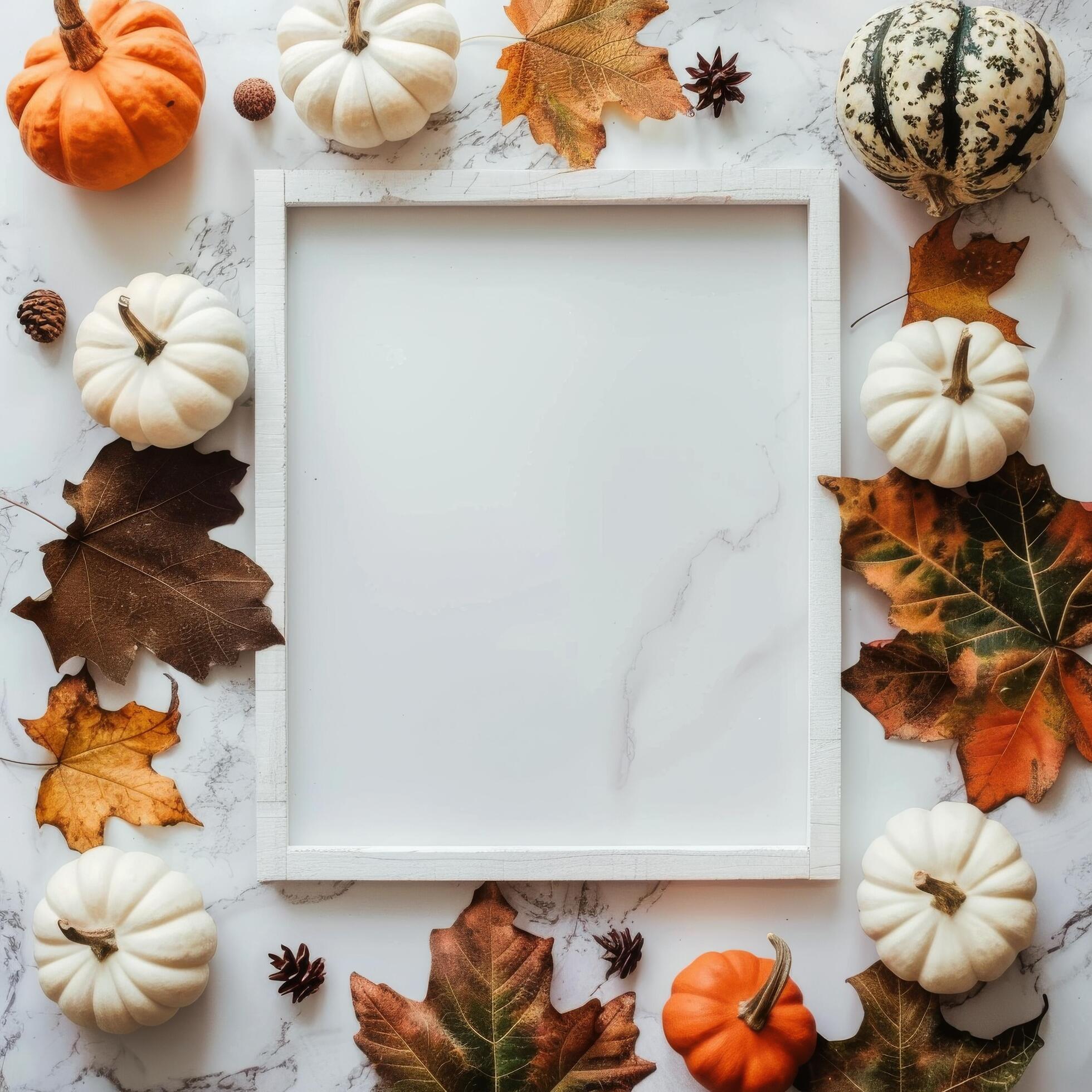 Autumn Pumpkin Frame Background Stock Free