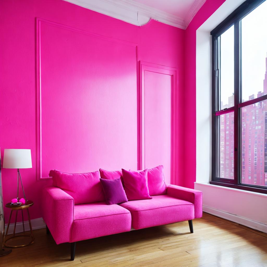 Hot pink apartment nyc by @ai_generated