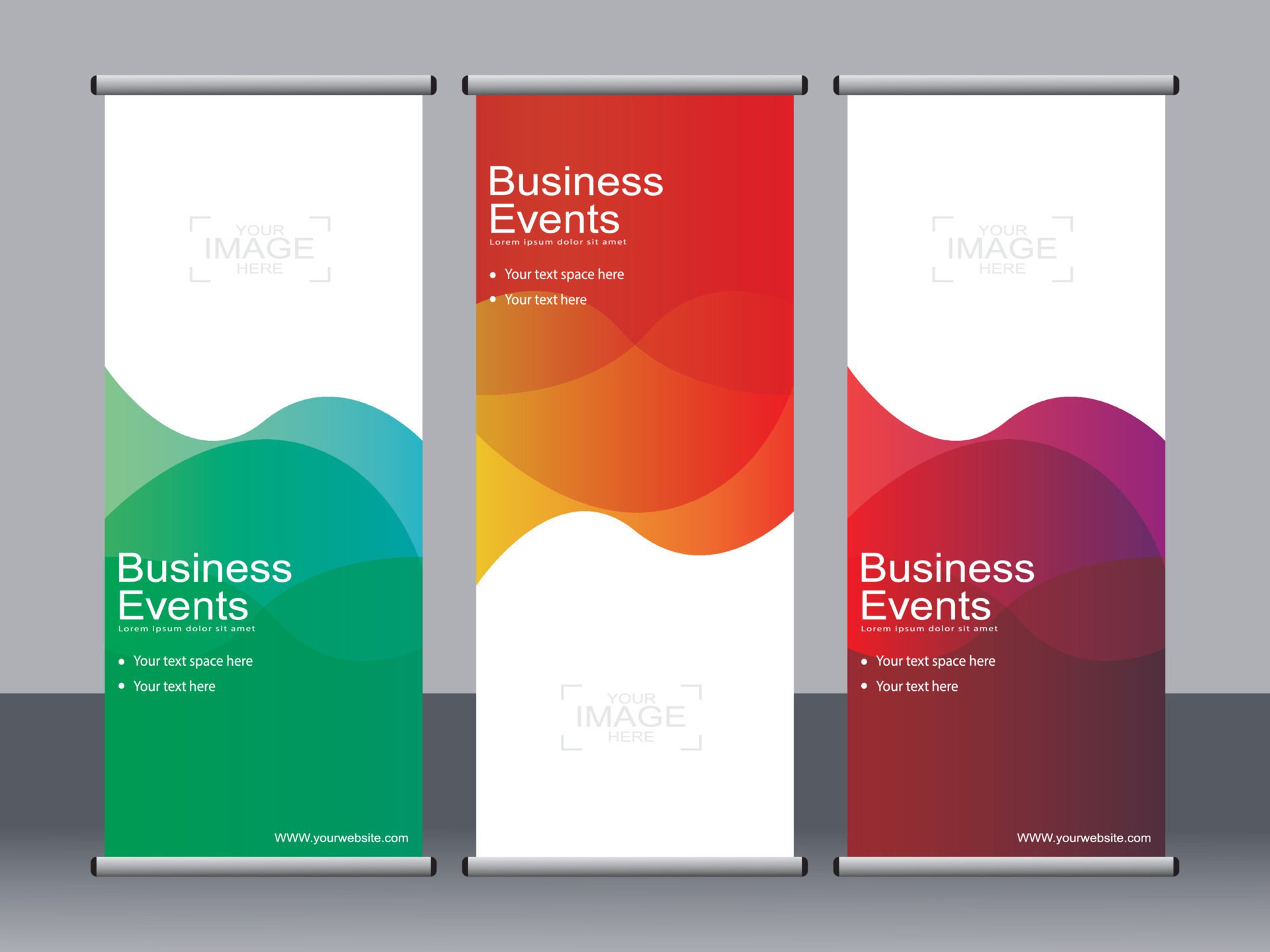 Business banner roll up set standee banner template. Free Vector