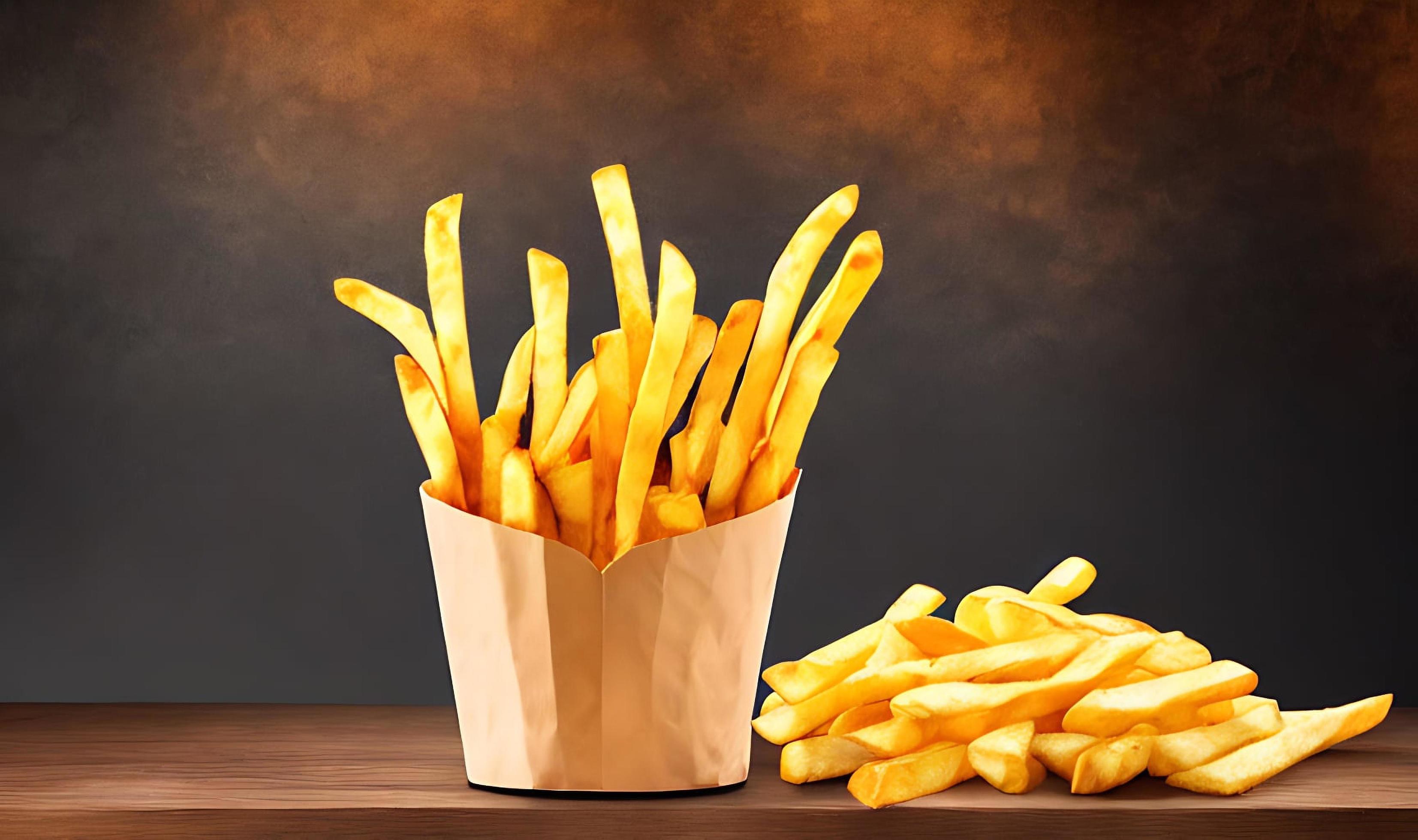 Delicious hot and crispy fried potatoes. Fast food and restaurant products. Stock Free