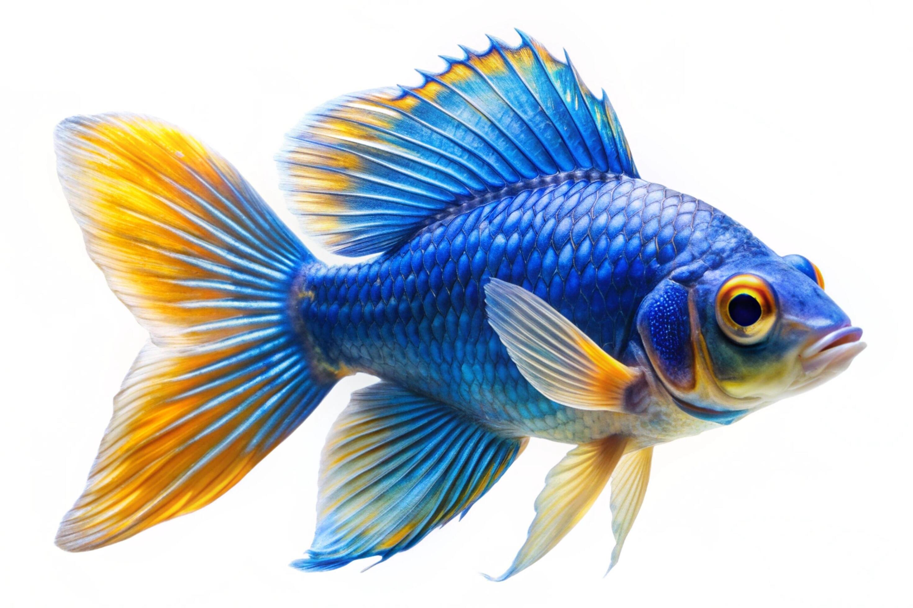 Blue ornamental fish isolated on white background Stock Free